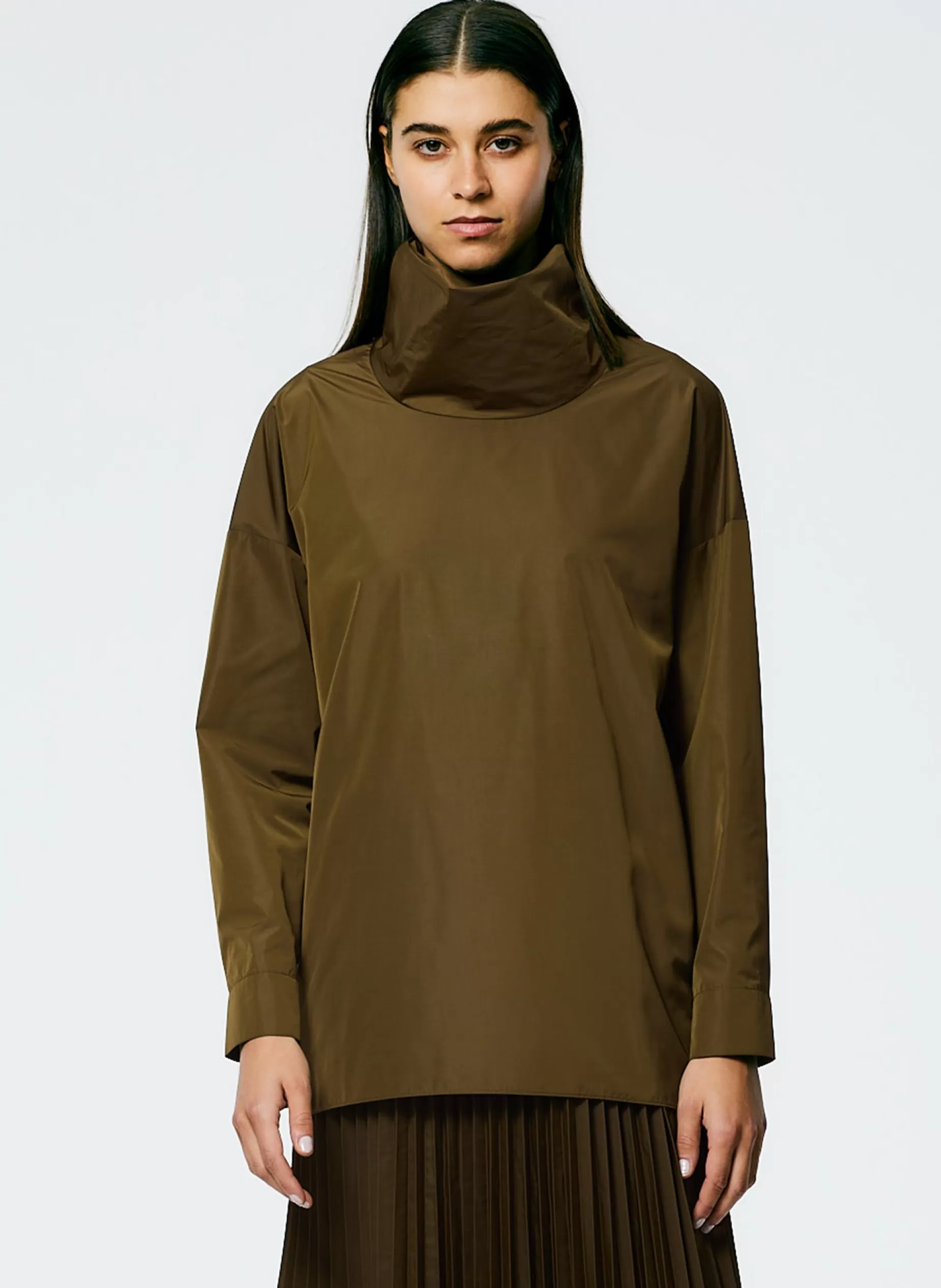 Tibi Tops-Italian Sporty Nylon Cowl Neck Top