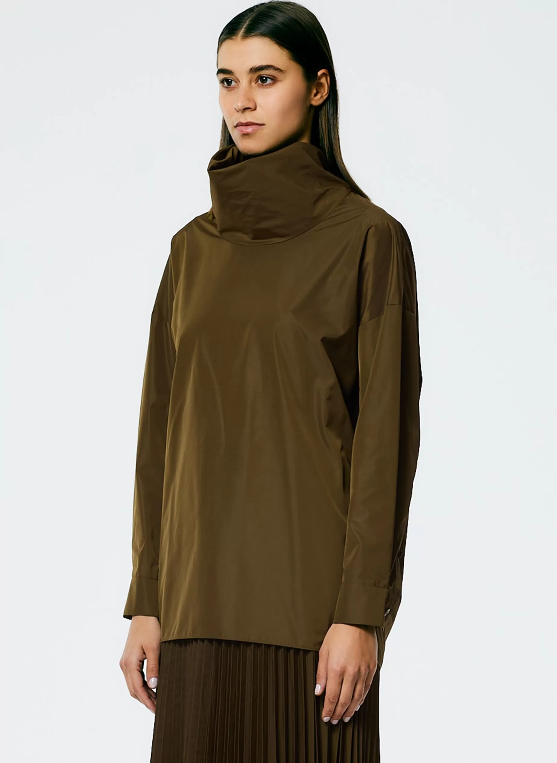 Tibi Tops-Italian Sporty Nylon Cowl Neck Top