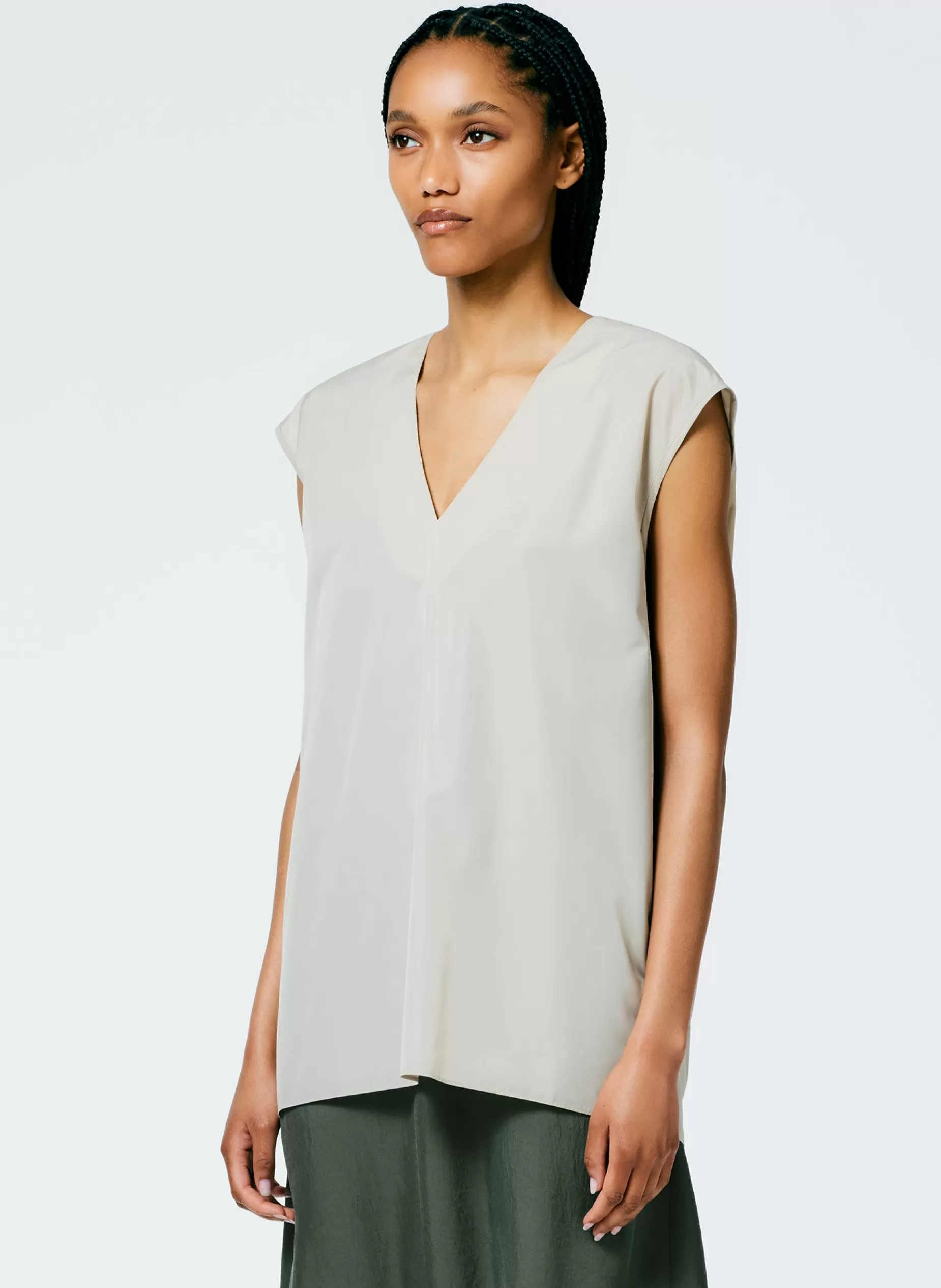 Tibi Tops-Italian Sporty Nylon Sleeveless V-Neck Top