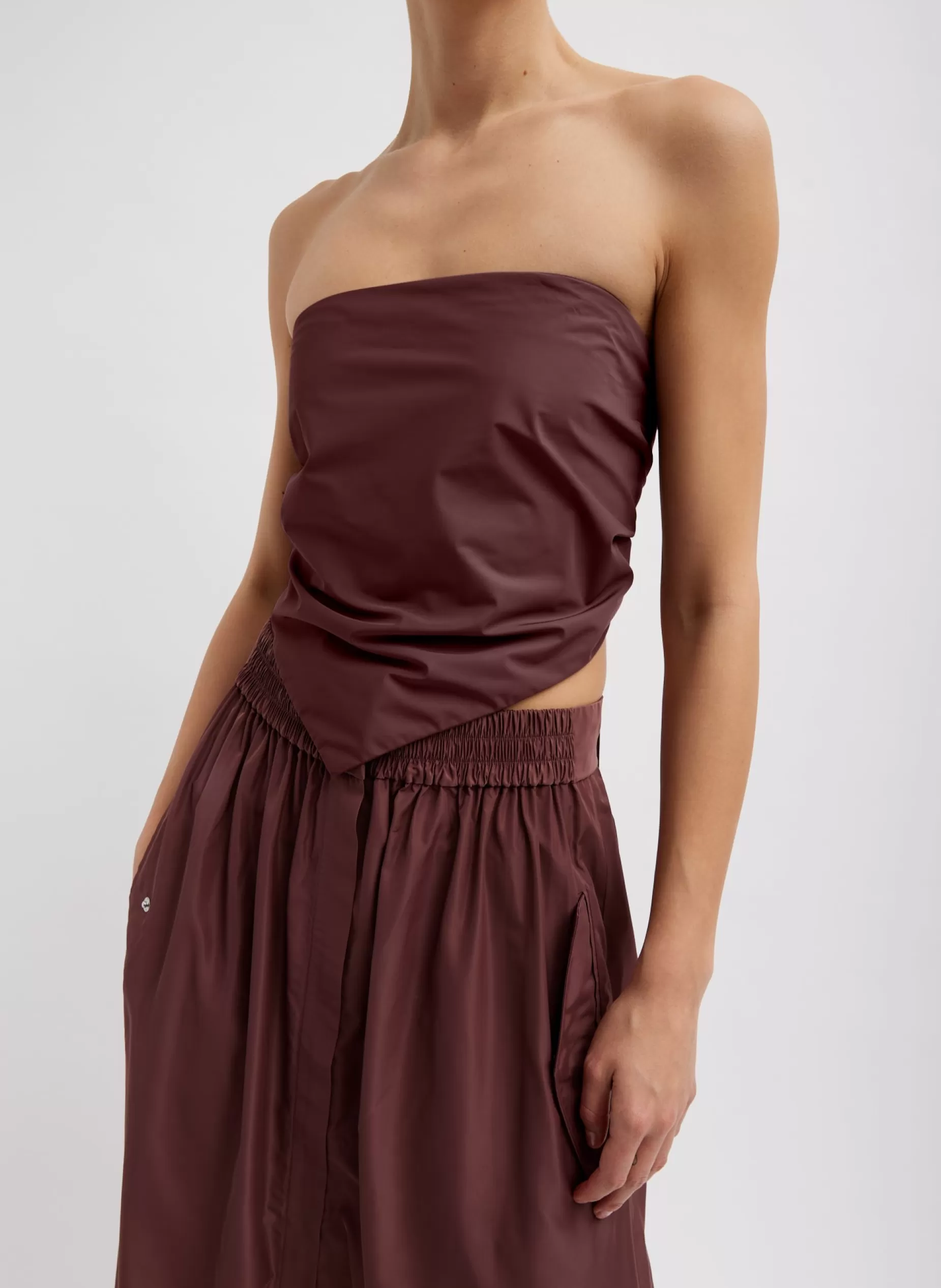 Tibi Tops-Italian Sporty Nylon Strapless Bandeau