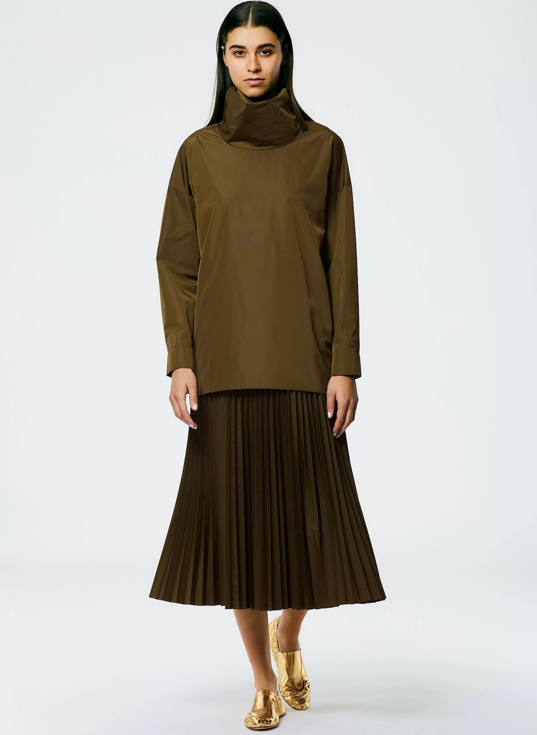 Tibi Skirts-Italian Sporty Nylon Sunray Pleated Pull On Skirt