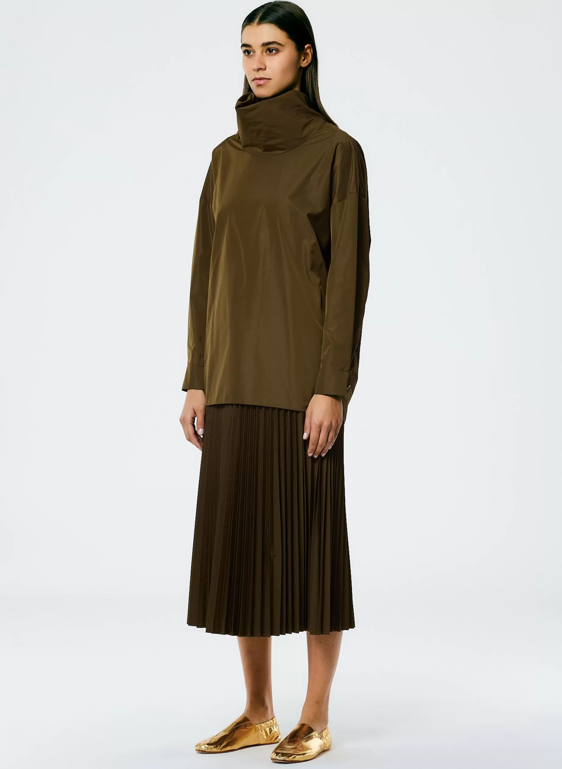 Tibi Skirts-Italian Sporty Nylon Sunray Pleated Pull On Skirt