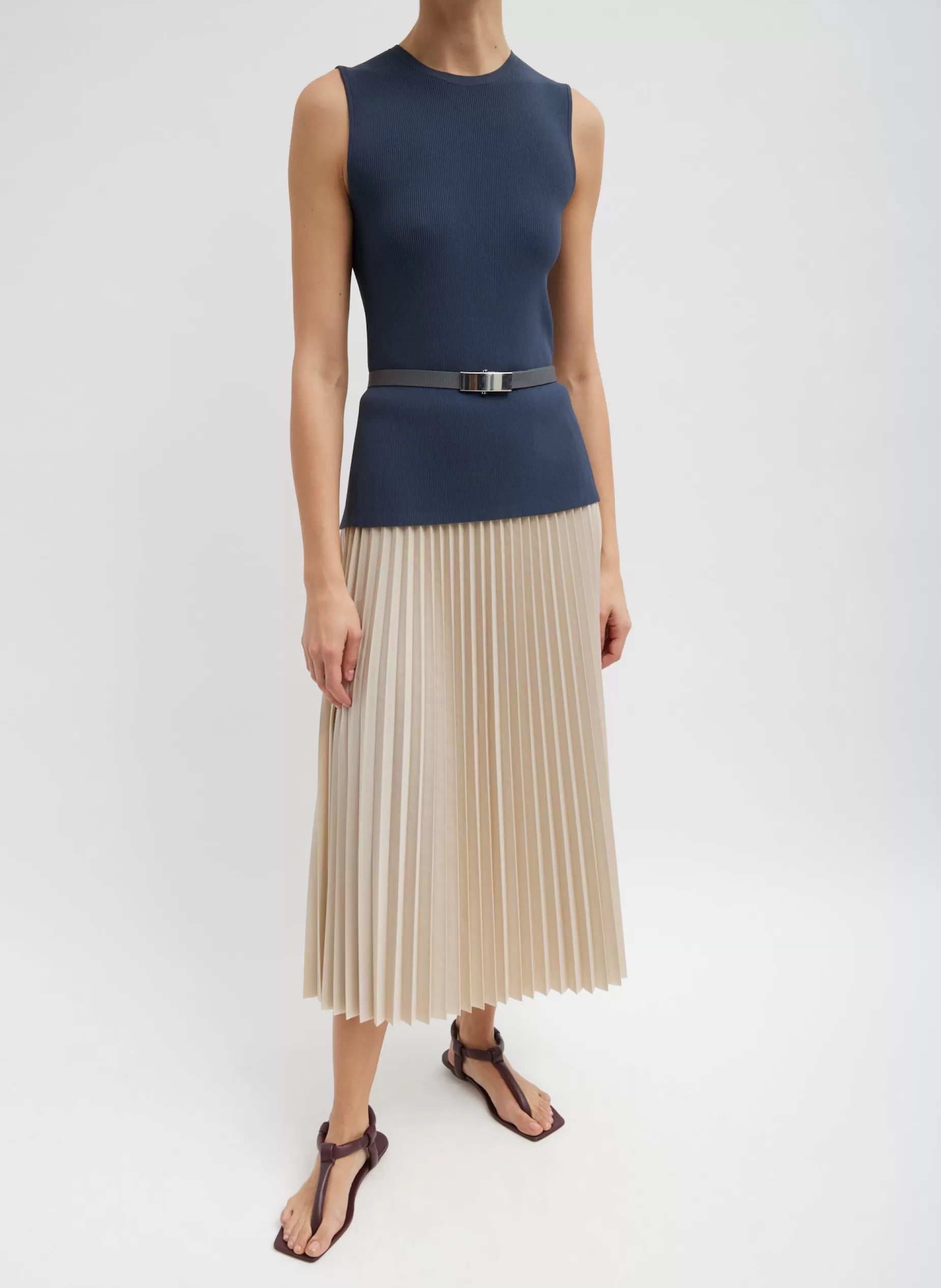 Tibi Skirts-Italian Sporty Nylon Sunray Pleated Pull On Skirt