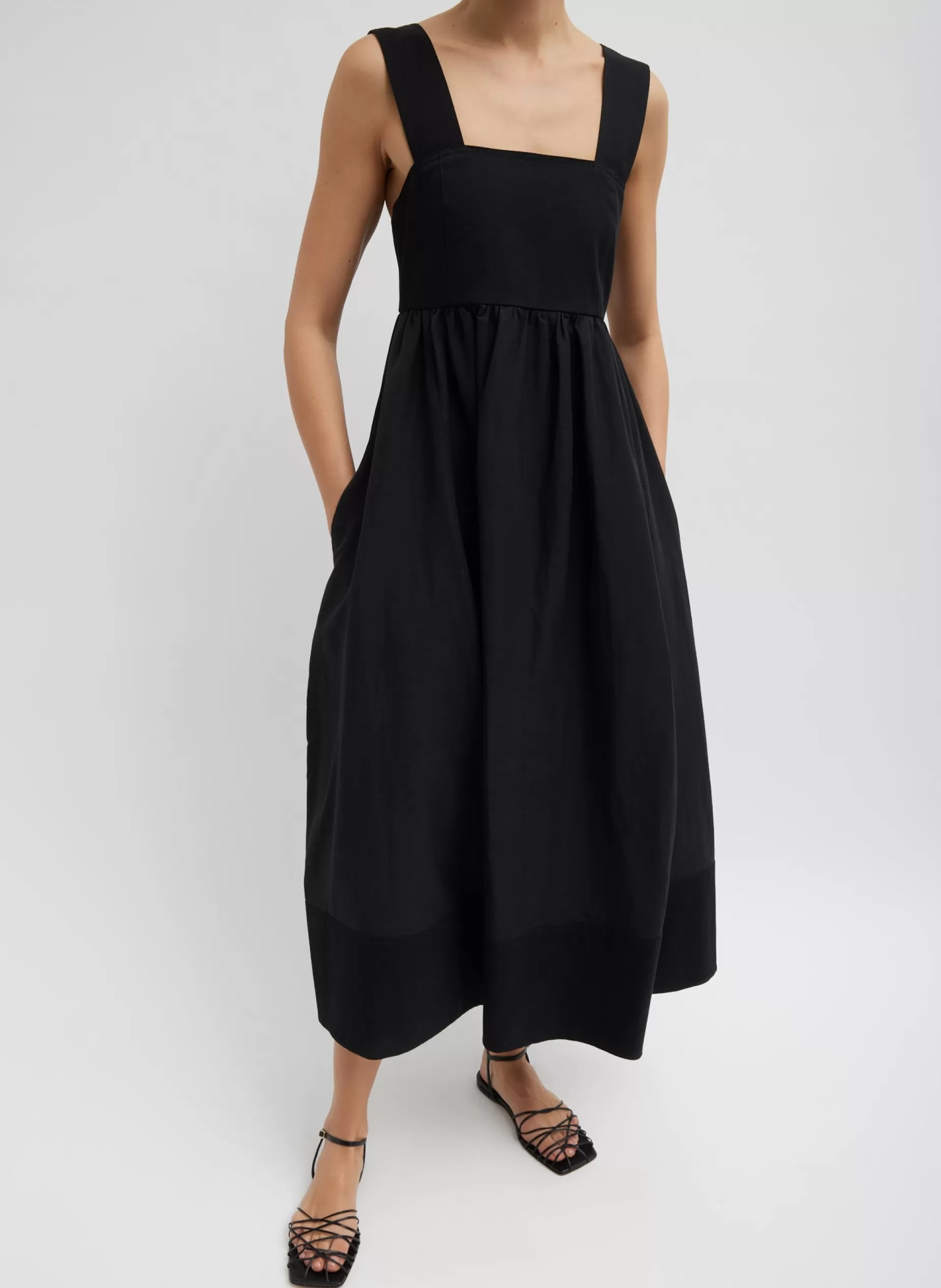 Tibi Dresses-Linen Cotton Voile Sculpted Dress