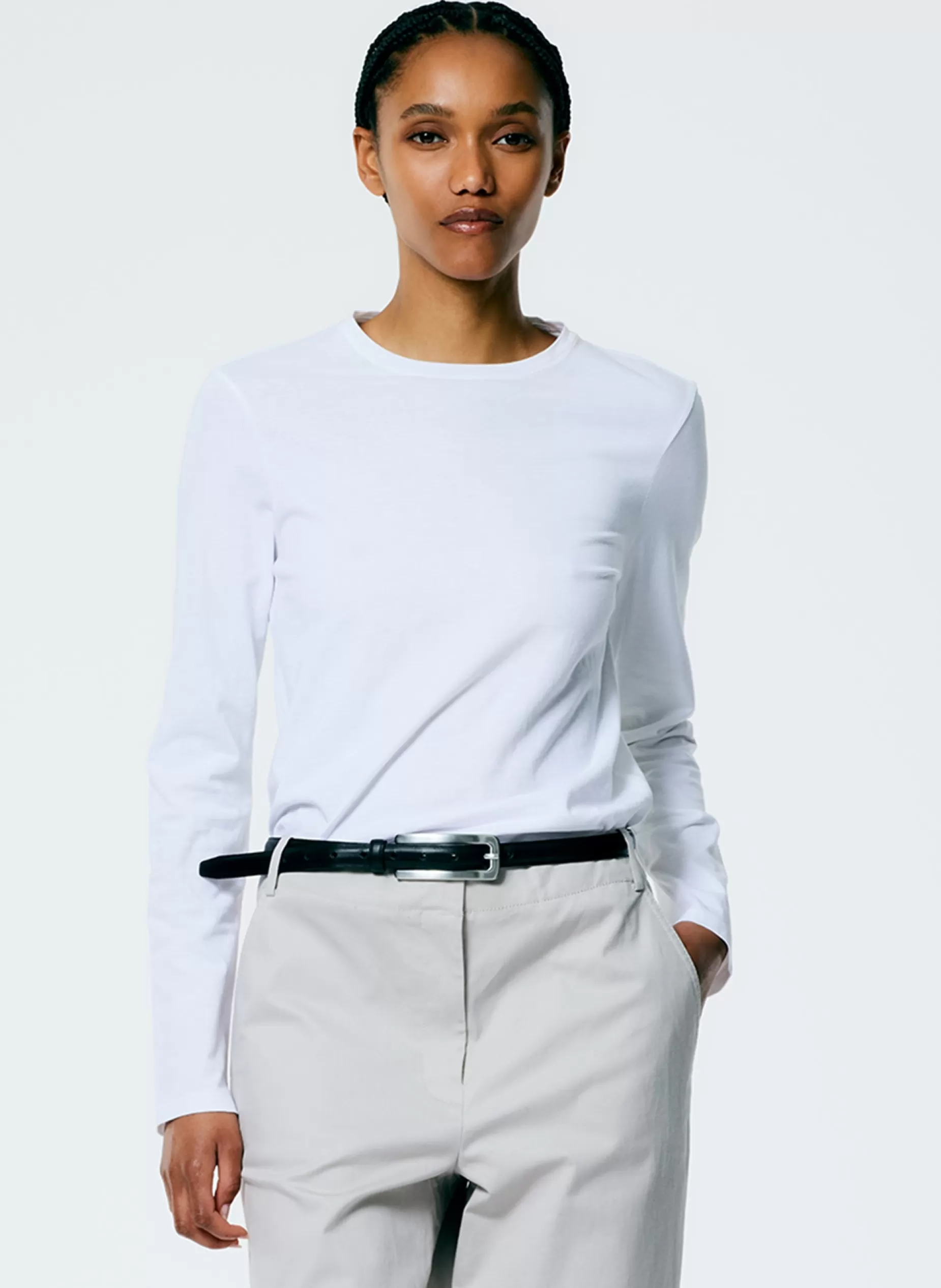 Tibi Knitwear & Sweatshirts-Long Sleeve Fitted T-Shirt