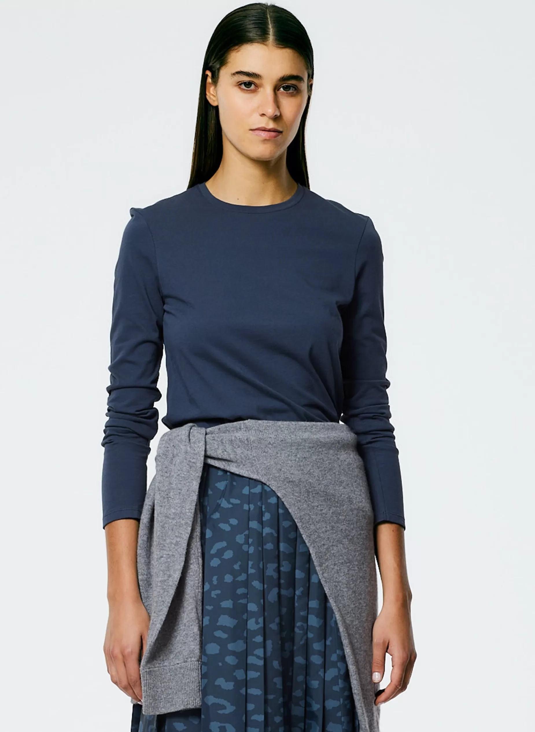 Tibi Knitwear & Sweatshirts-Long Sleeve Fitted T-Shirt