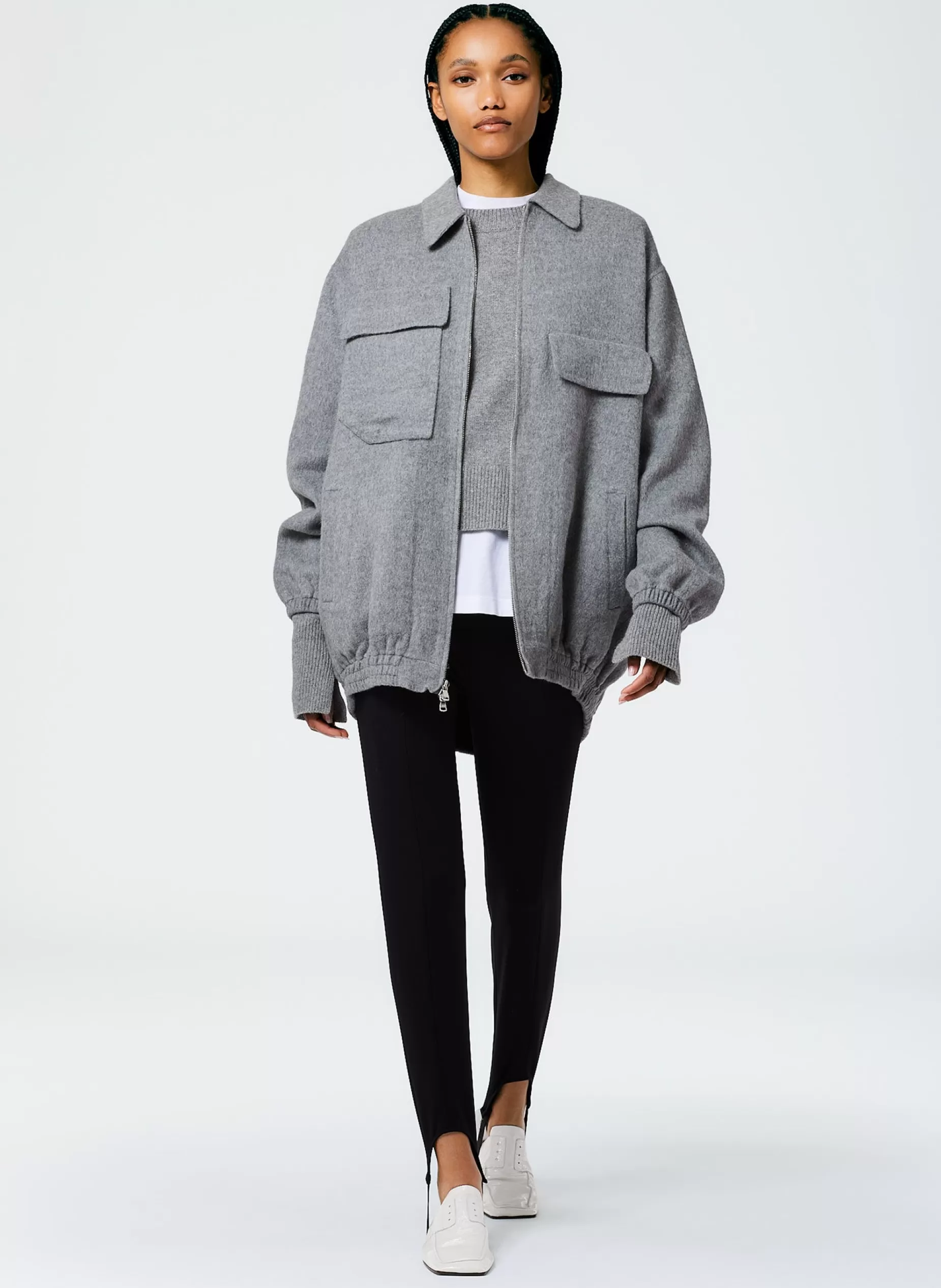 Tibi Jackets & Outerwear-Luxe Wool Angora Oversized Bomber