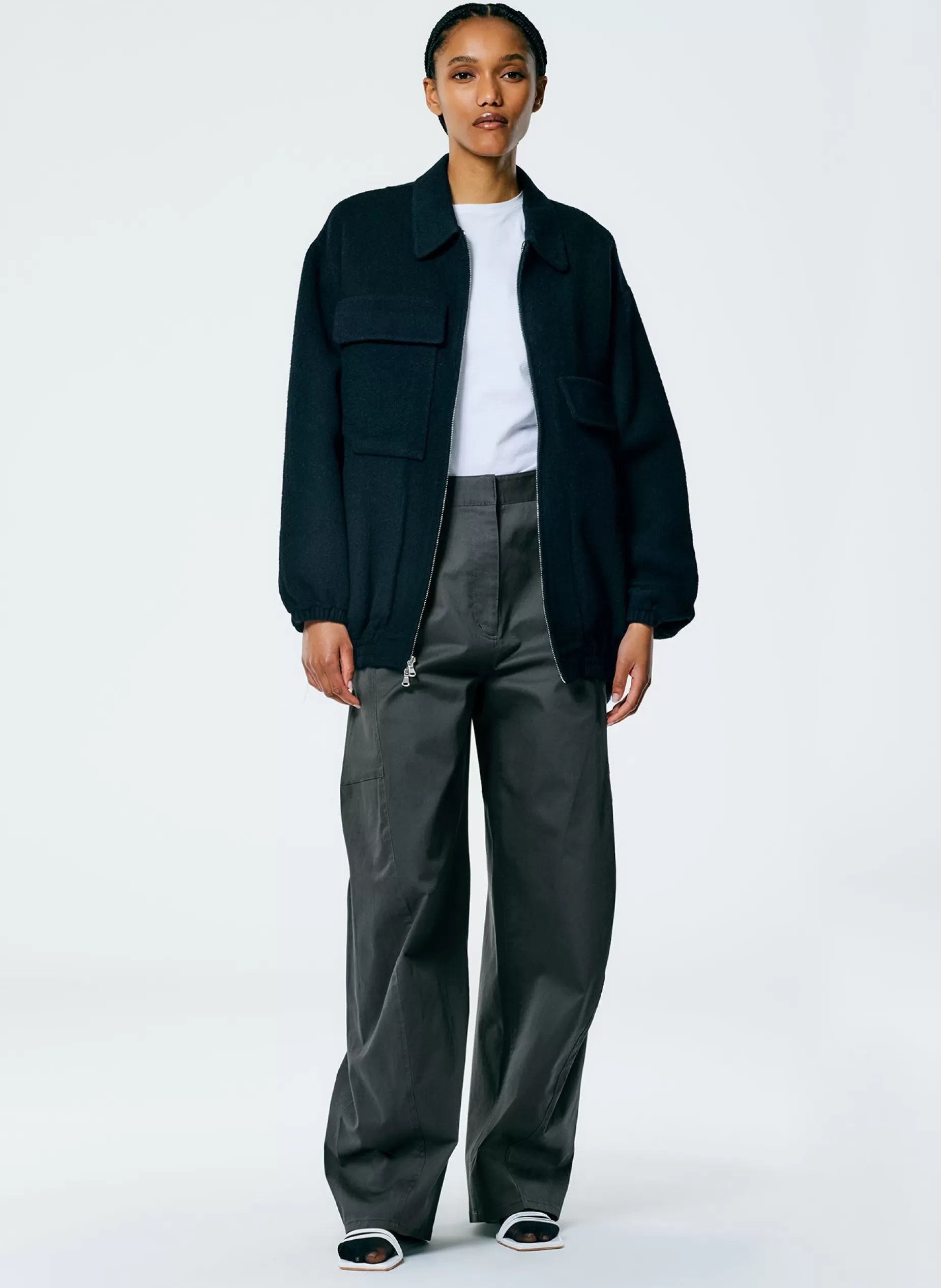 Tibi Jackets & Outerwear-Luxe Wool Angora Oversized Bomber