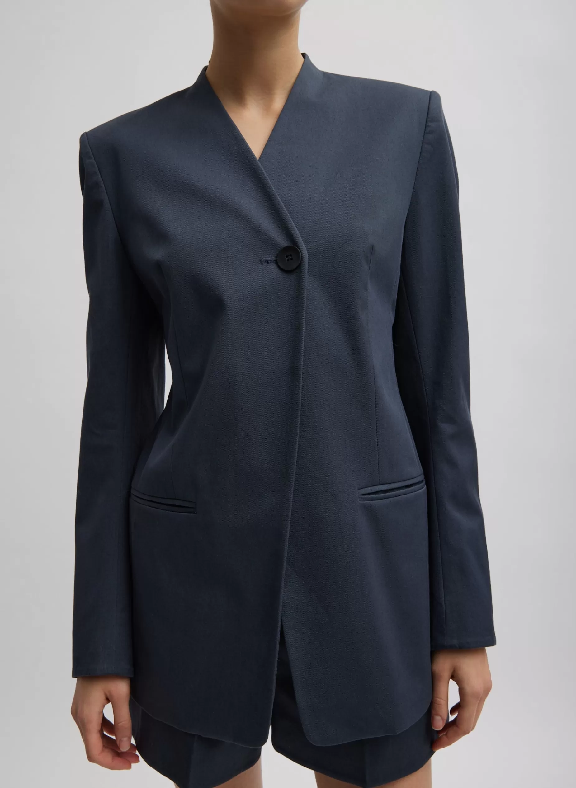 Tibi Suits | Jackets & Outerwear-Oliver Cotton Stretch Tricotine Sculpted Blazer