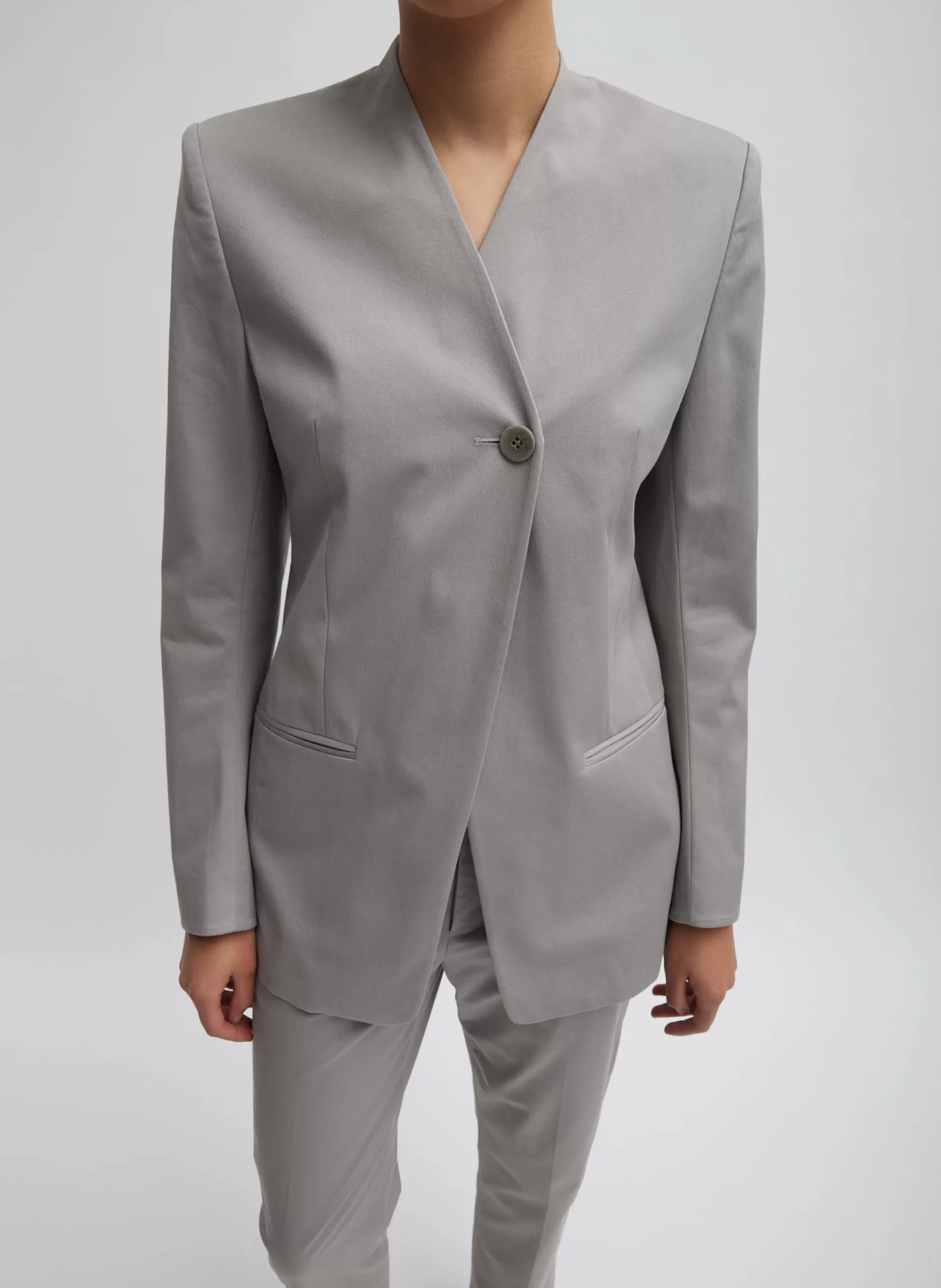 Tibi Suits | Jackets & Outerwear-Oliver Cotton Stretch Tricotine Sculpted Blazer