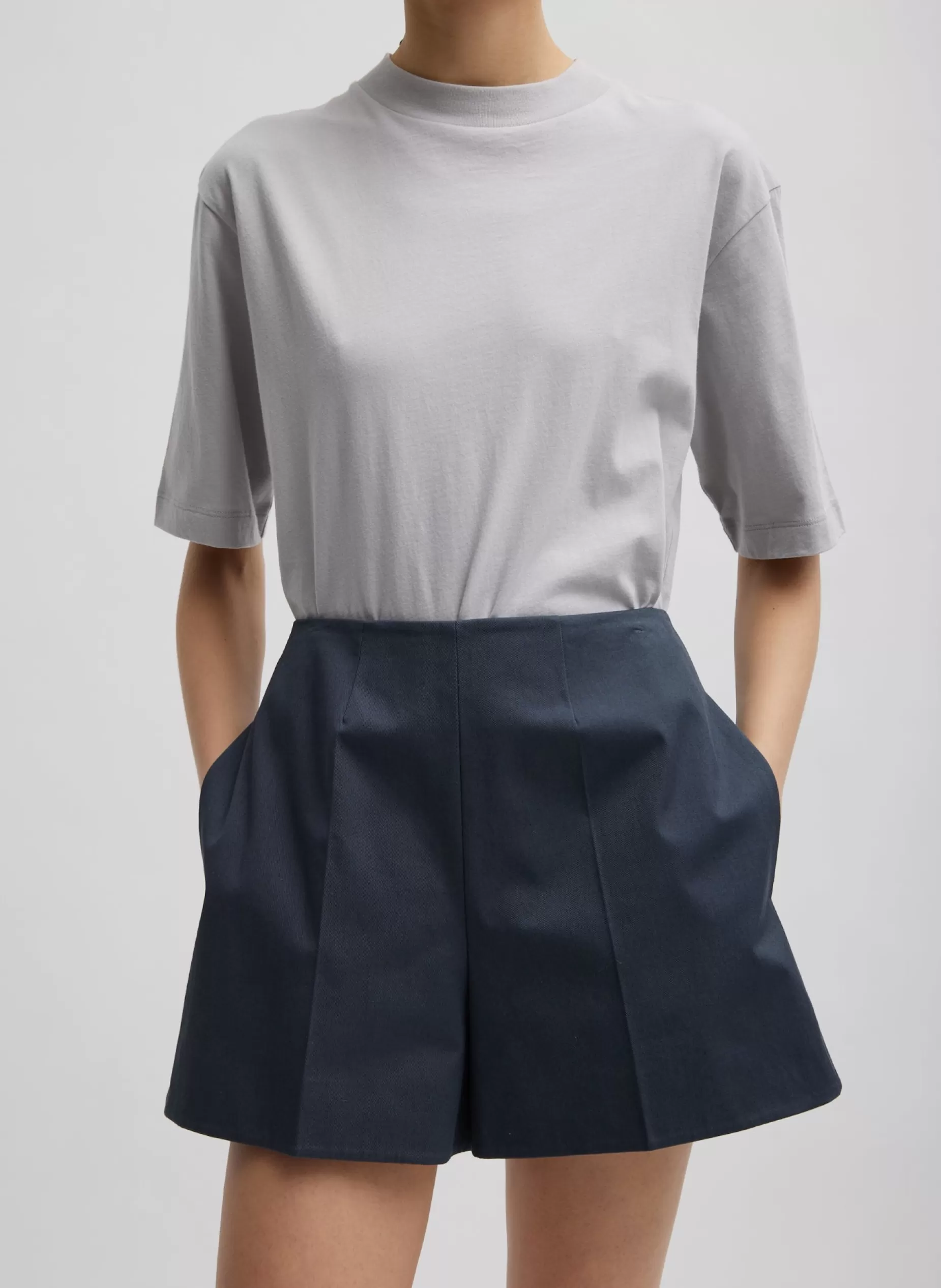 Tibi Suits | Pants & Shorts-Oliver Cotton Stretch Tricotine Structured Shorts