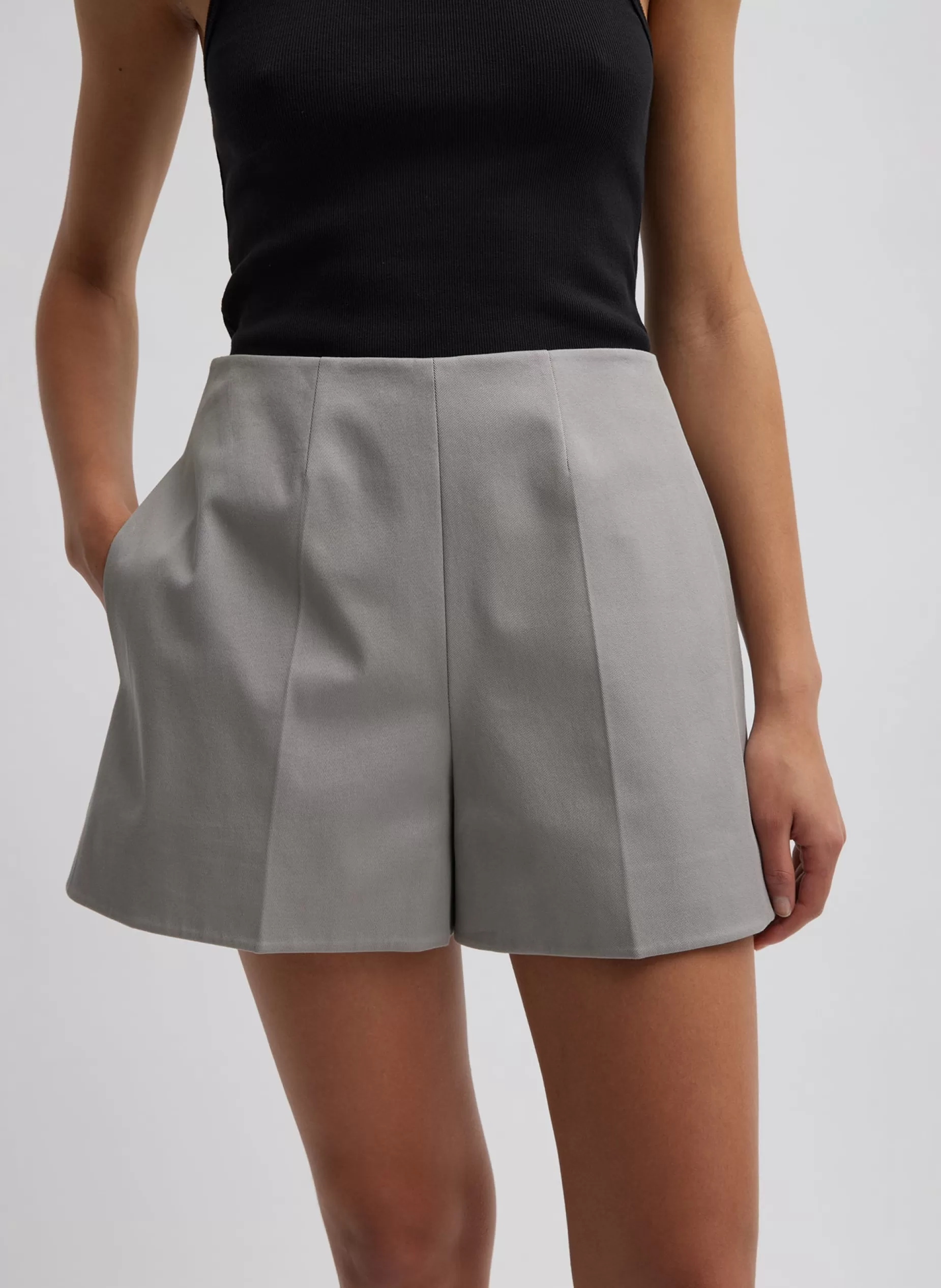 Tibi Suits | Pants & Shorts-Oliver Cotton Stretch Tricotine Structured Shorts