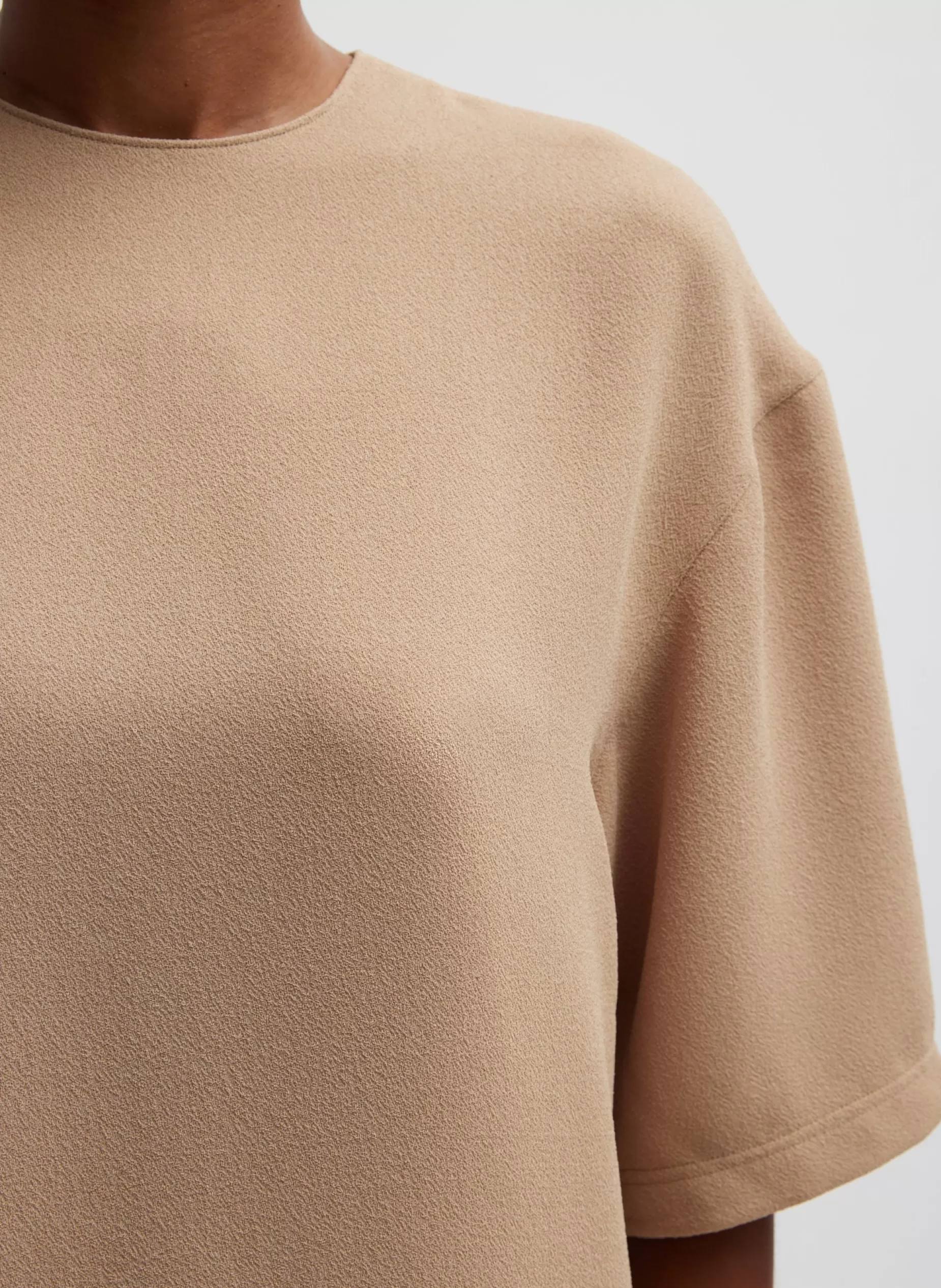 Tibi Tops-Pebble Sable Easy T-Shirt