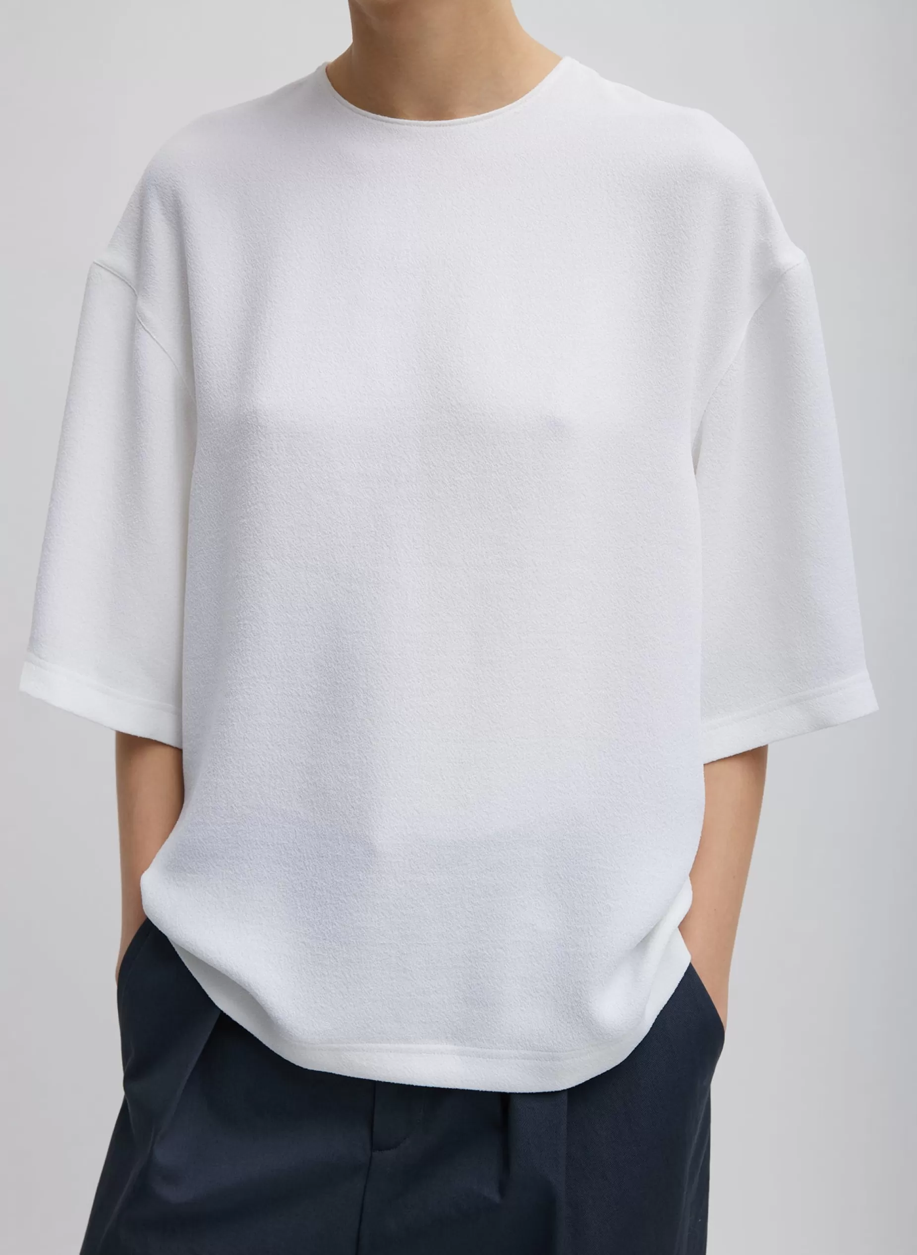 Tibi Tops-Pebble Sable Easy T-Shirt