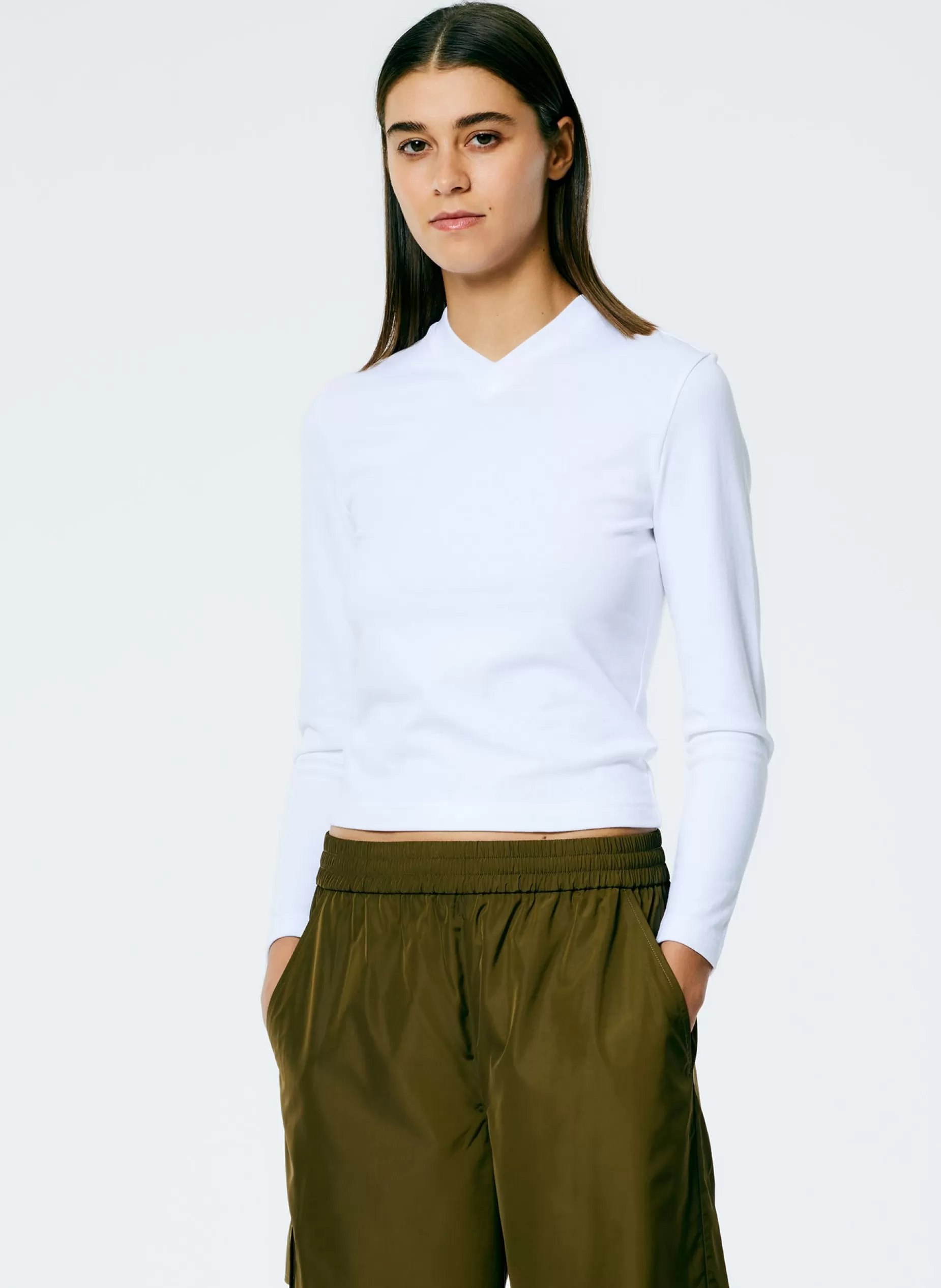 Tibi Knitwear & Sweatshirts | Tops-Perfect Shrunken V-Neck T-Shirt