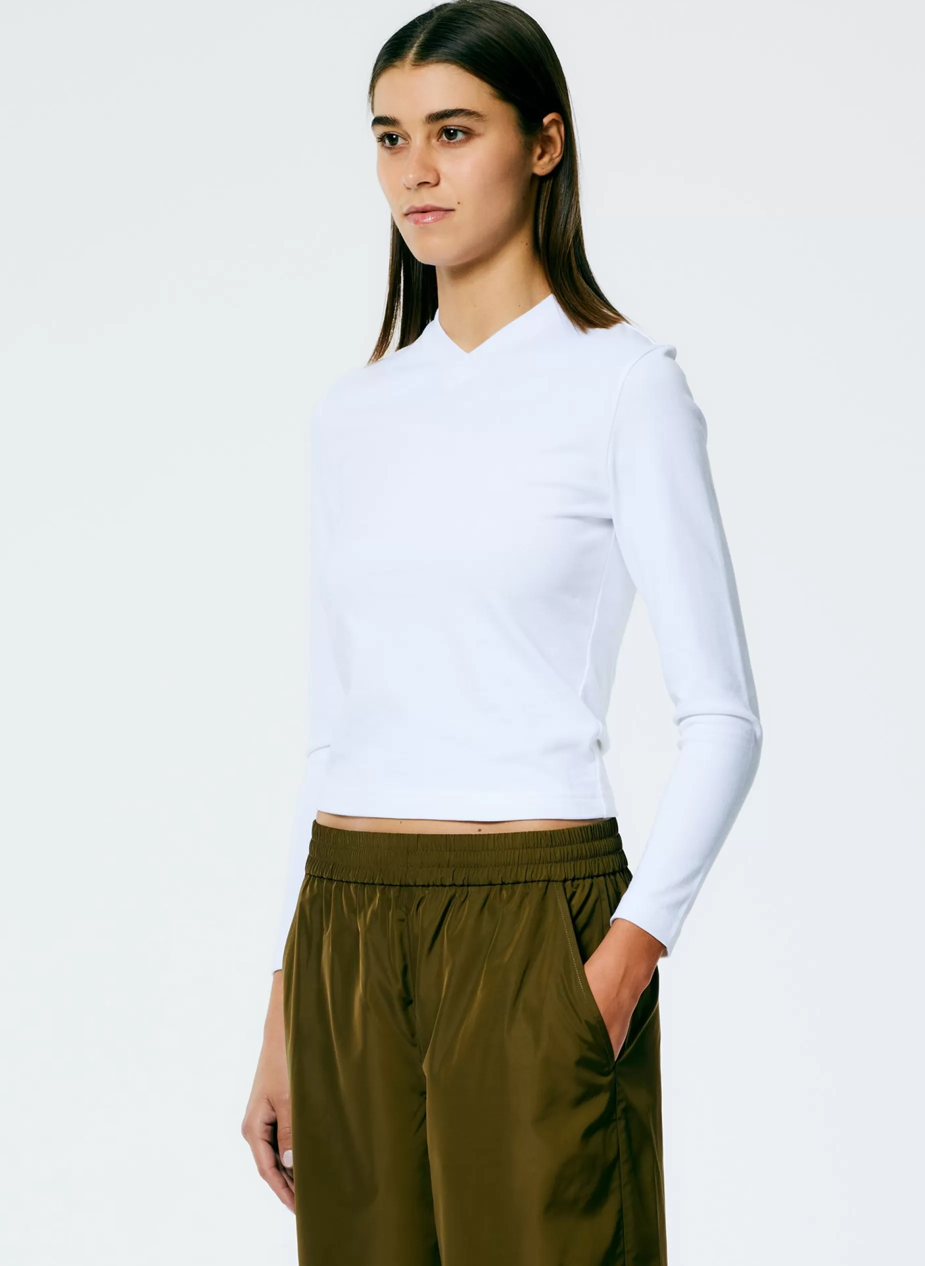 Tibi Knitwear & Sweatshirts | Tops-Perfect Shrunken V-Neck T-Shirt