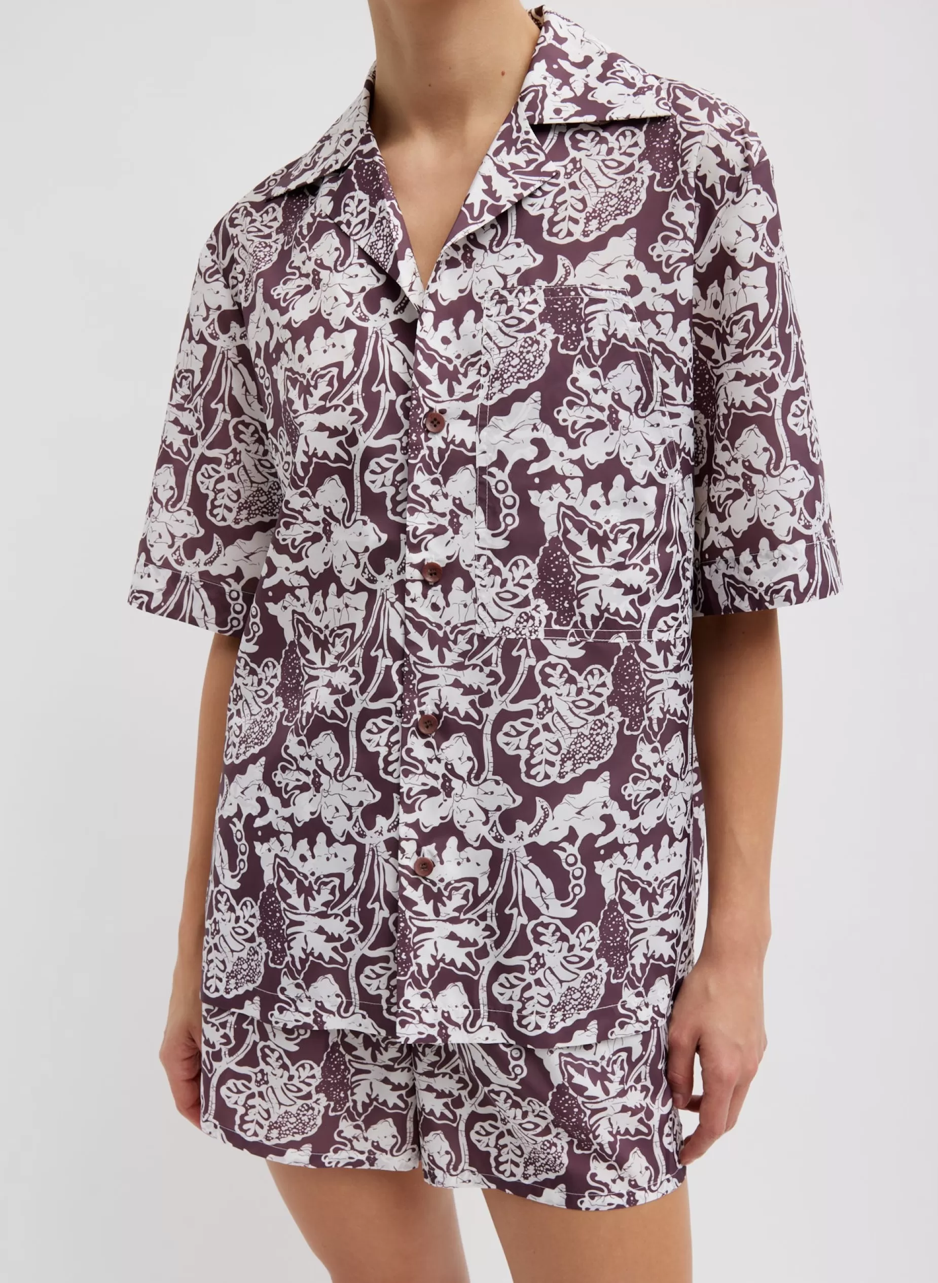 Tibi Tops-Recycled Nylon Batik Camp Shirt