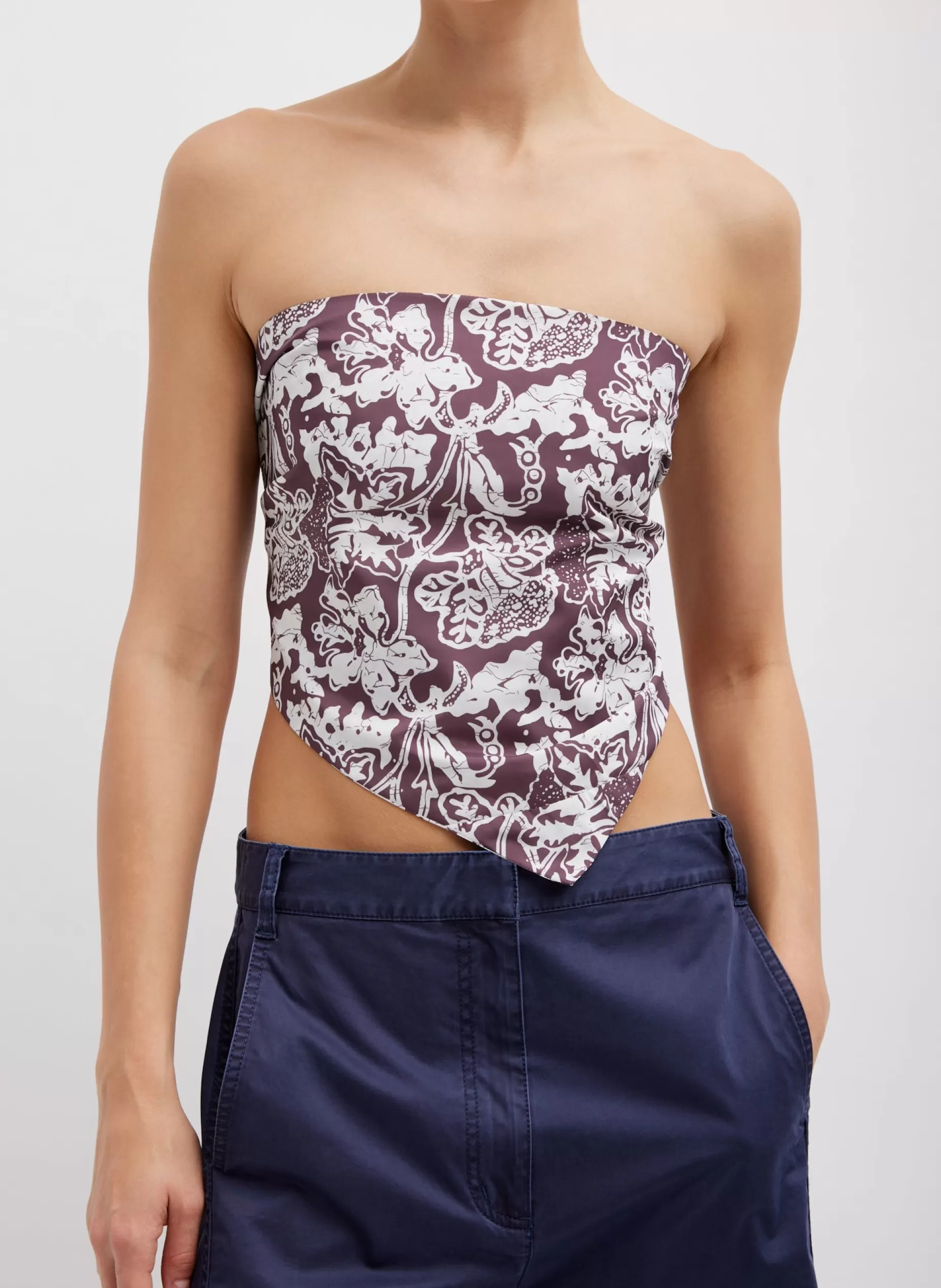 Tibi Tops-Recycled Nylon Batik Strapless Bandeau