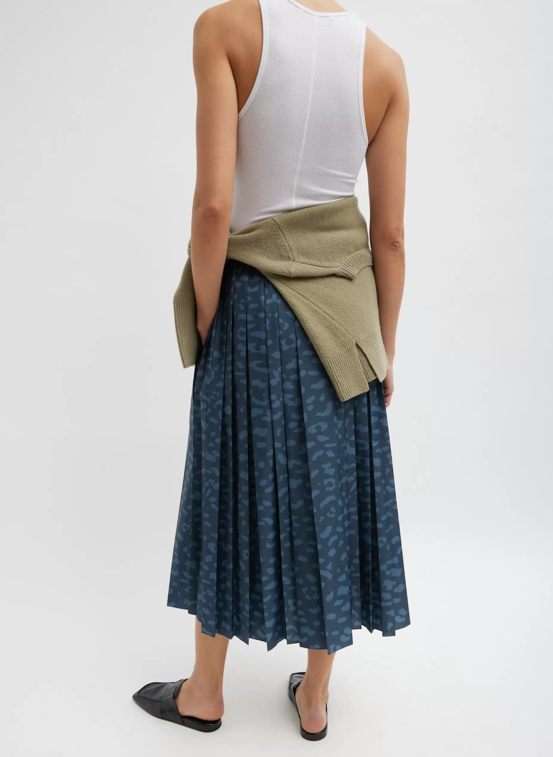 Tibi Skirts-Recycled Sporty Nylon Cheetah Pleated Pull On Skirt