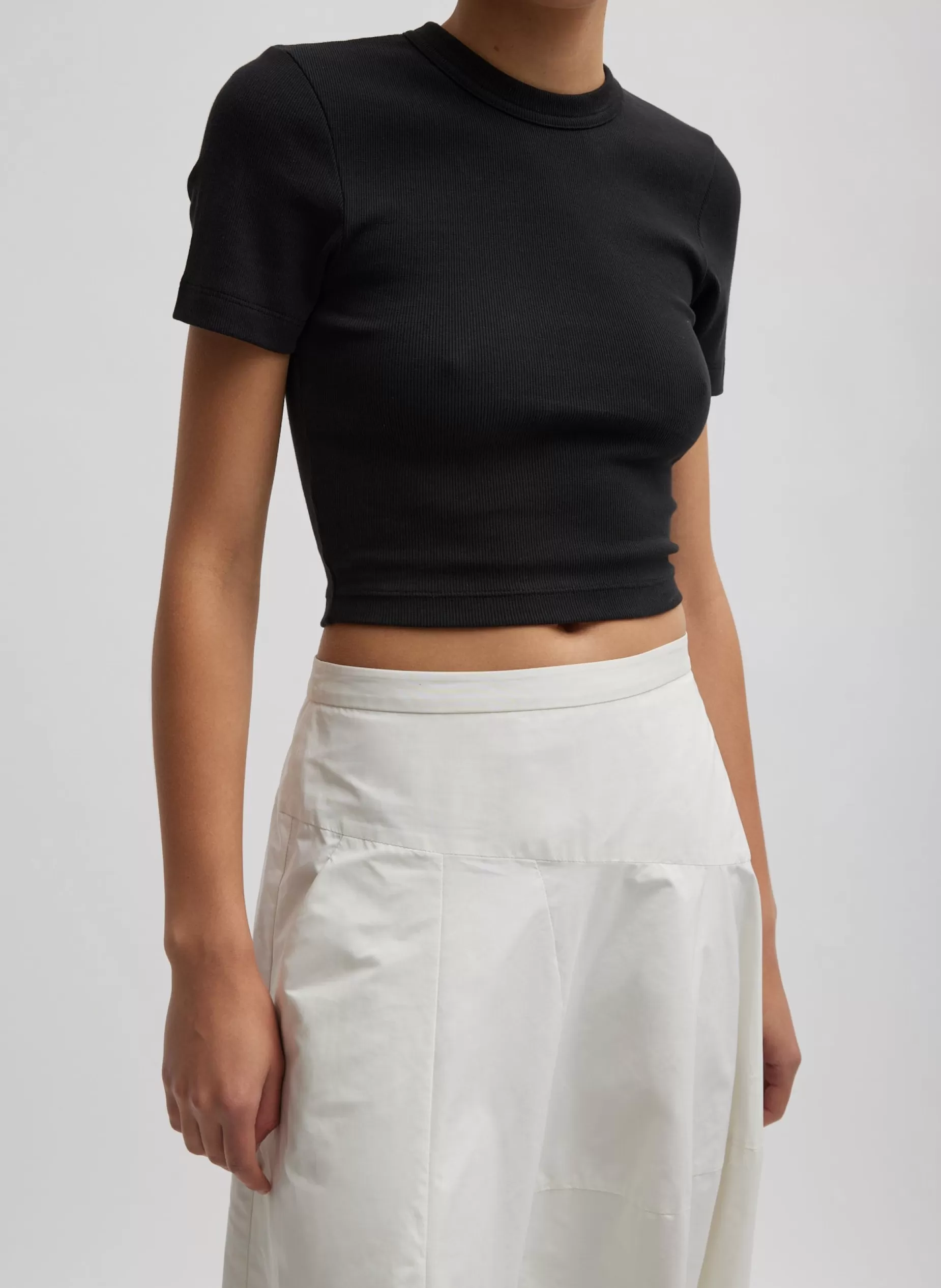 Tibi Tops | Fundamentals - WOFs-Ribbed Cropped Baby T-Shirt