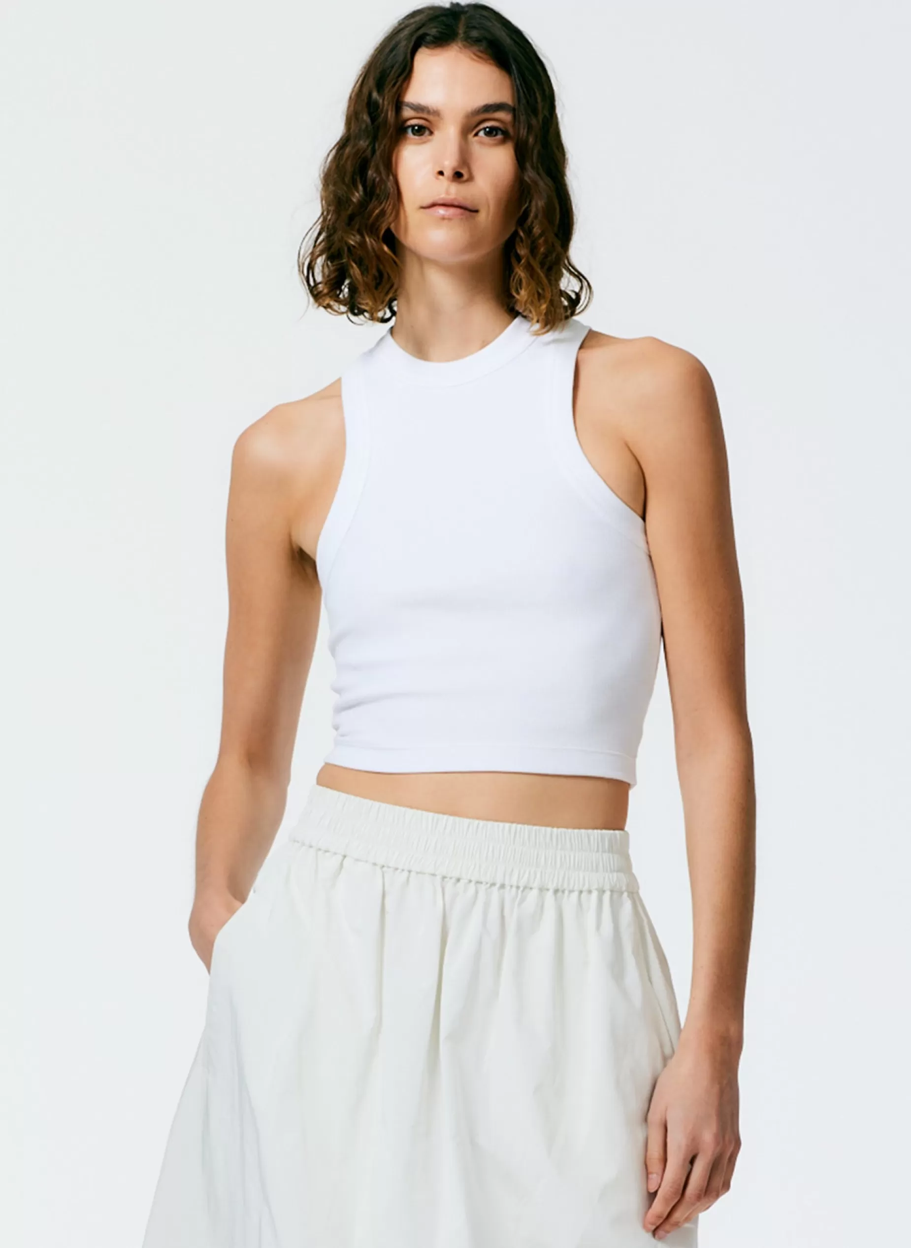 Tibi Tops | Fundamentals - WOFs-Ribbed T-Shirt Cropped Tank