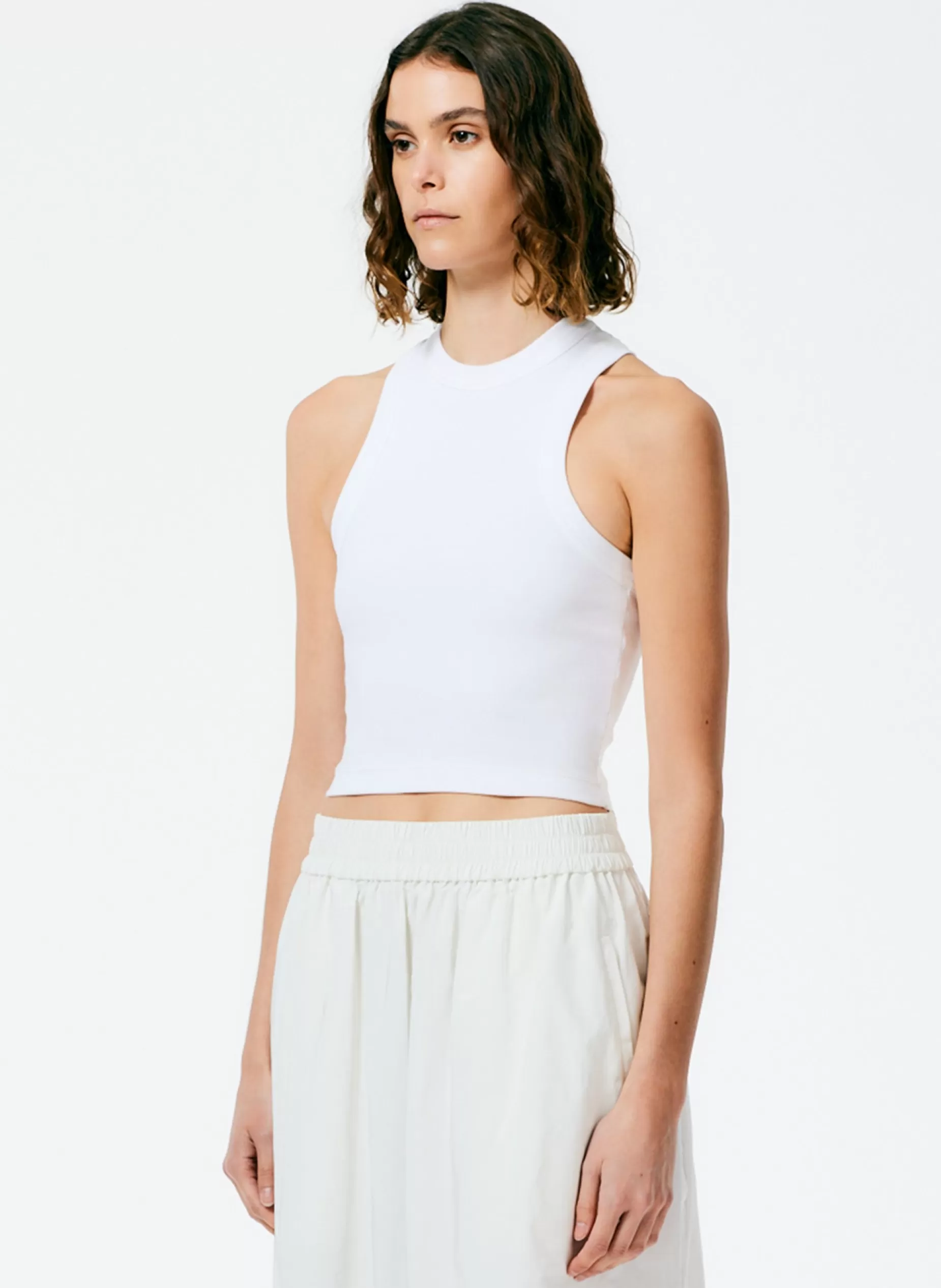 Tibi Tops | Fundamentals - WOFs-Ribbed T-Shirt Cropped Tank