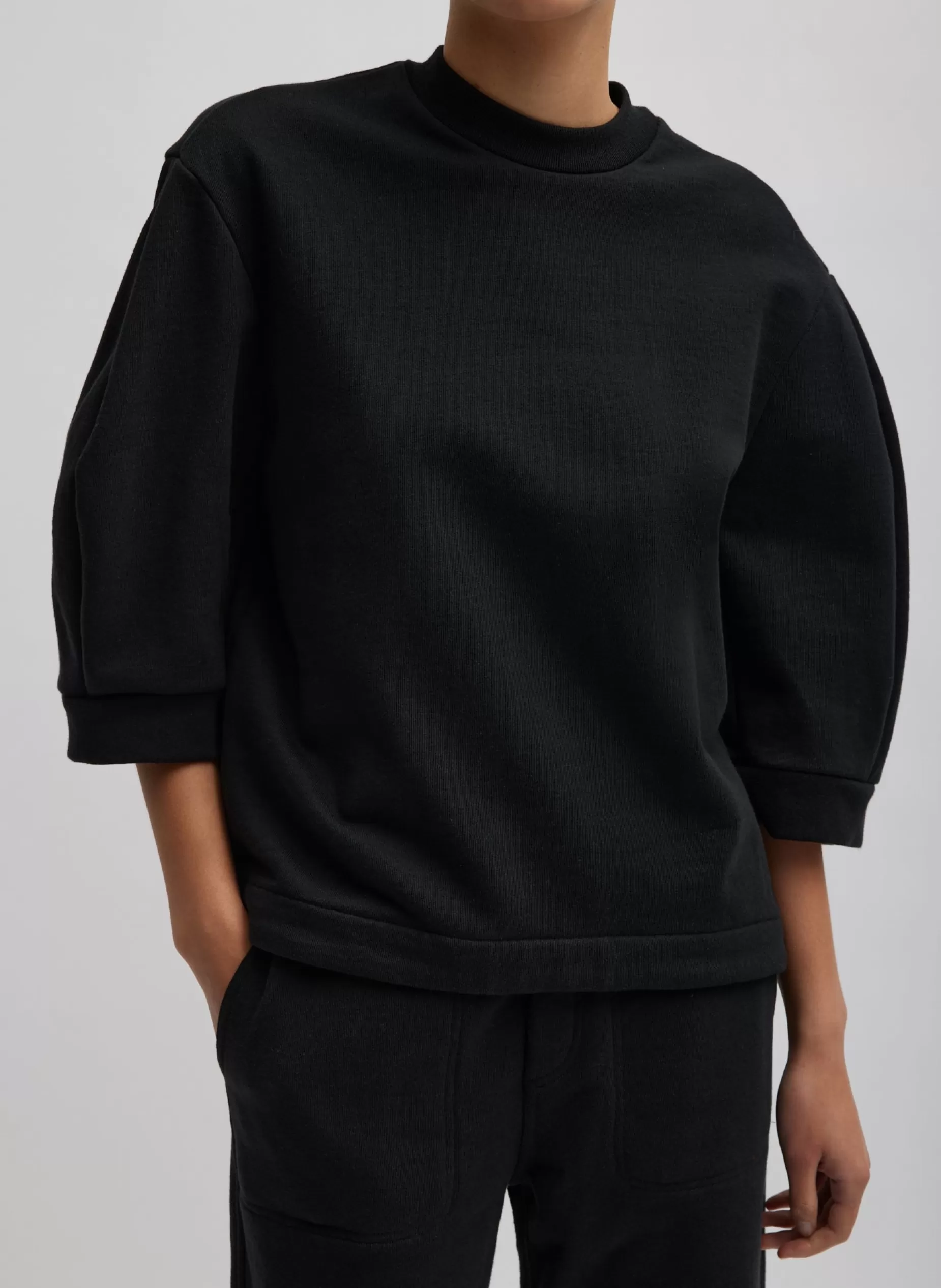 Tibi Leisure Sets | Knitwear & Sweatshirts-Sculpted Short Sleeve Sweatshirt