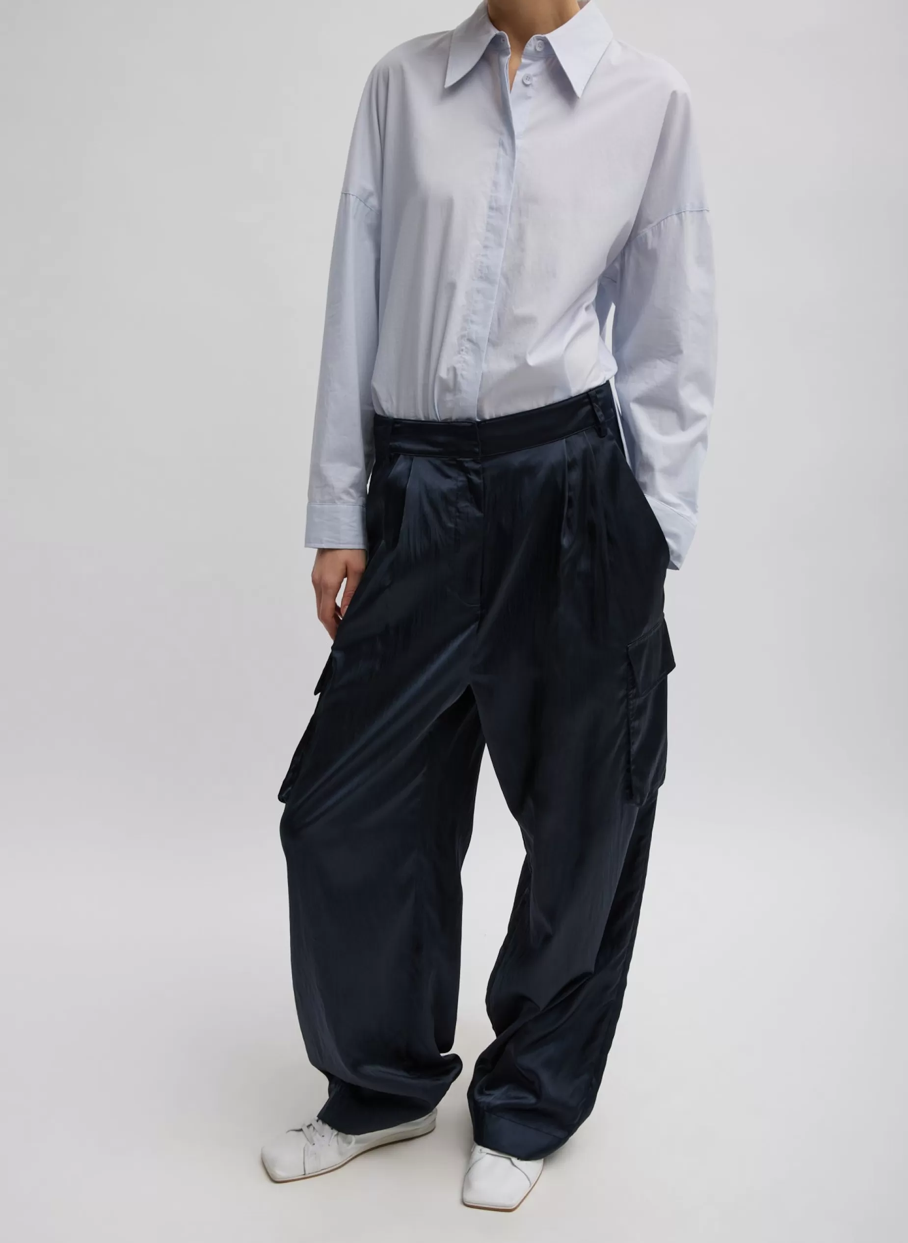 Tibi Pants & Shorts | Fundamentals - WOFs-Shiny Nylon Pleated Stella Cargo Pant