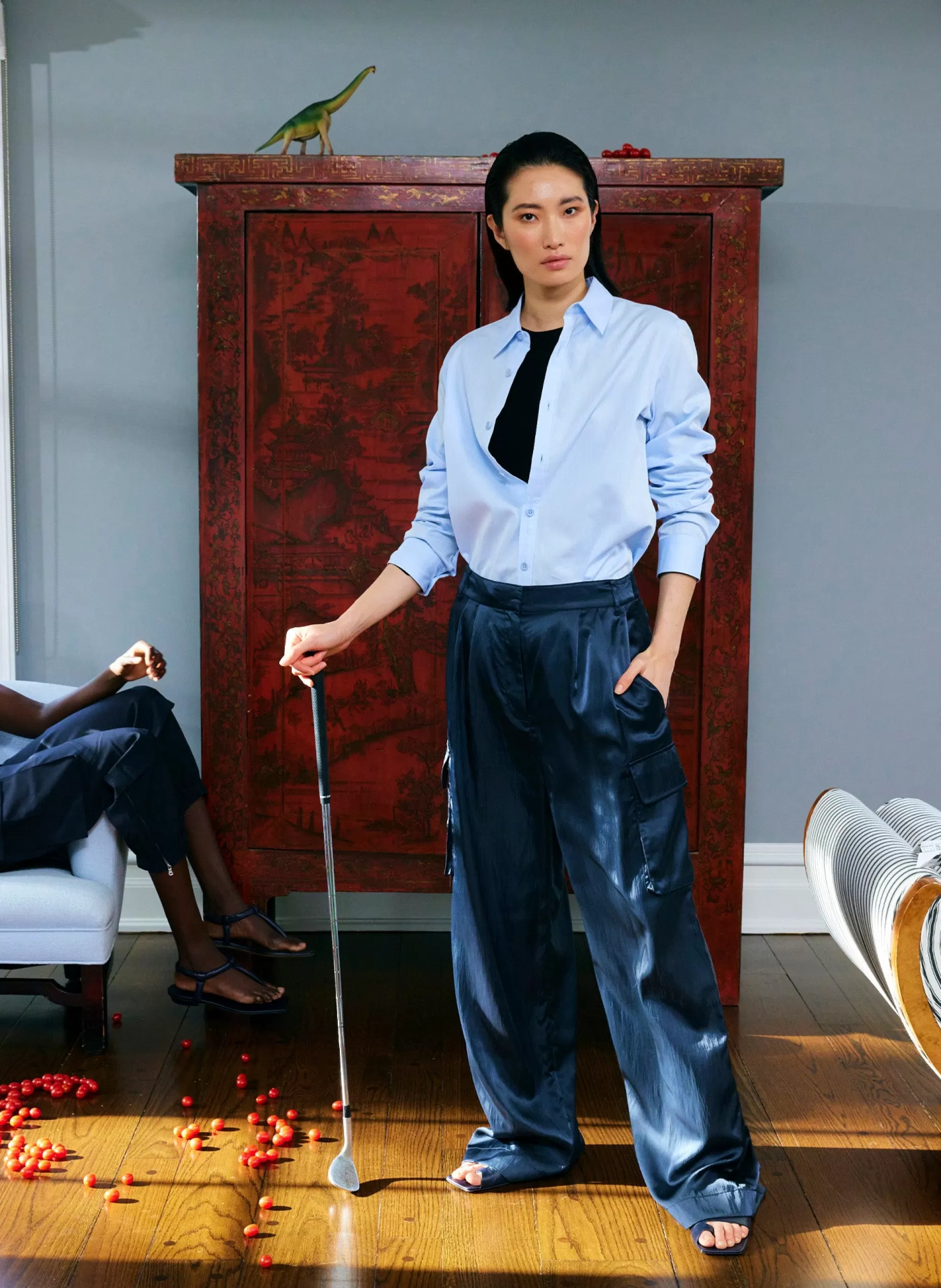 Tibi Pants & Shorts | Fundamentals - WOFs-Shiny Nylon Pleated Stella Cargo Pant