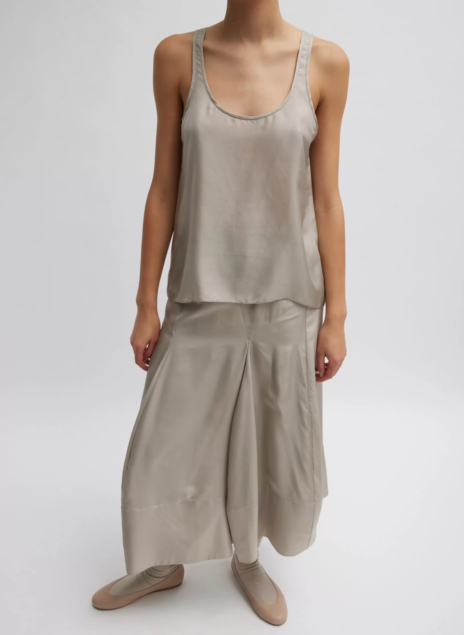 Tibi Skirts-Silk Habutai Circular Seamed Skirt