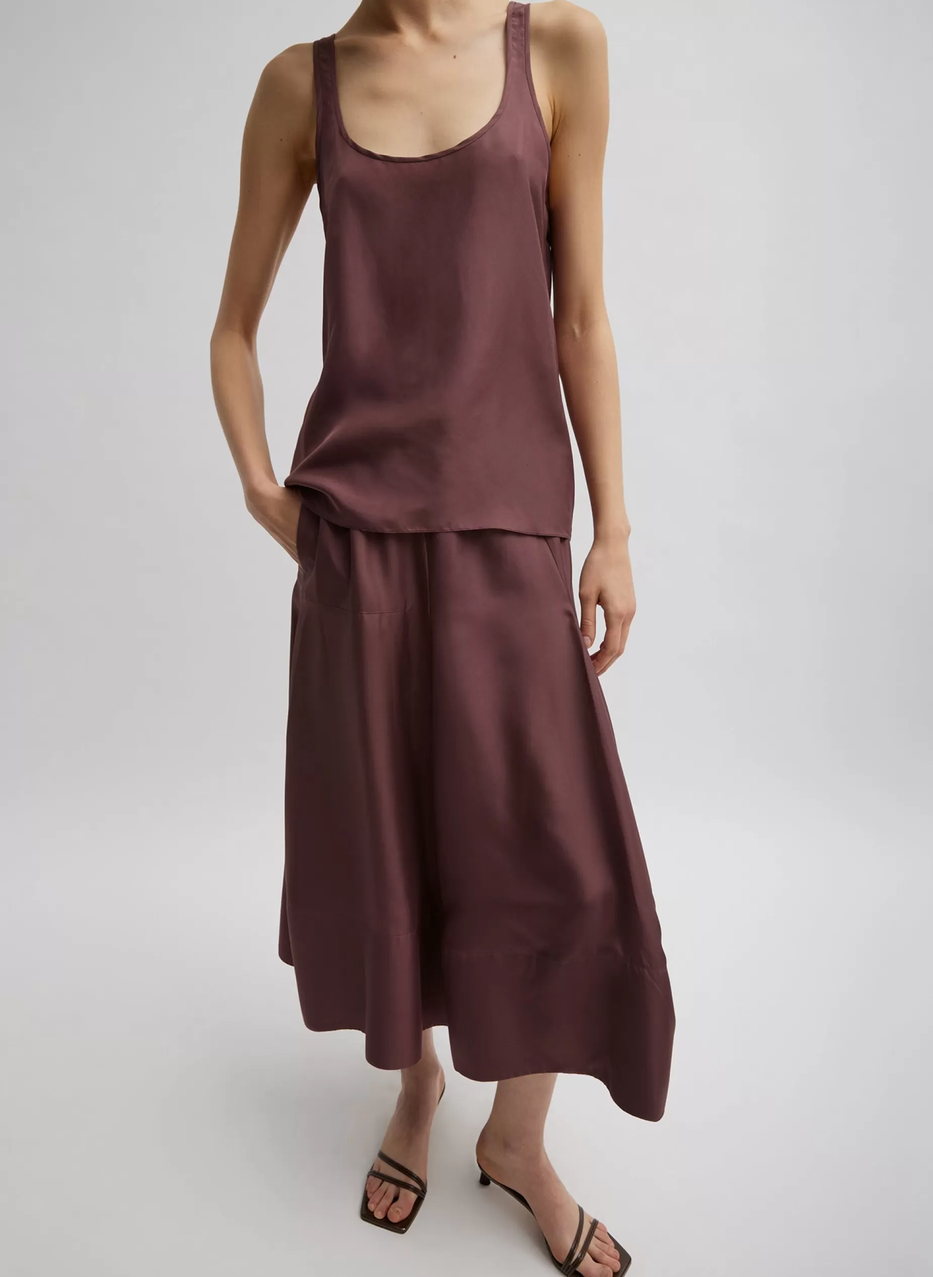 Tibi Skirts-Silk Habutai Circular Seamed Skirt