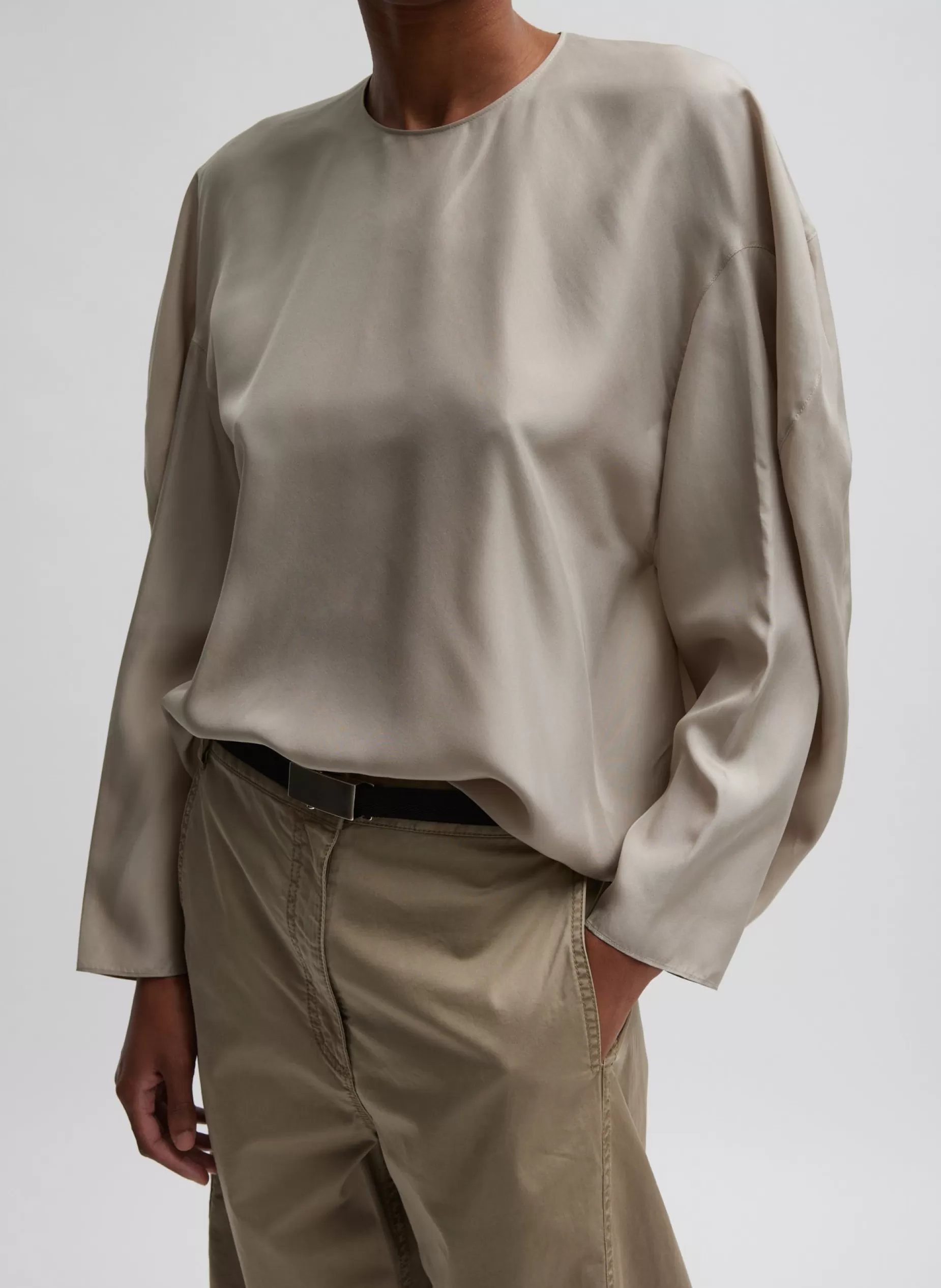 Tibi Tops-Silk Habutai Circular Top