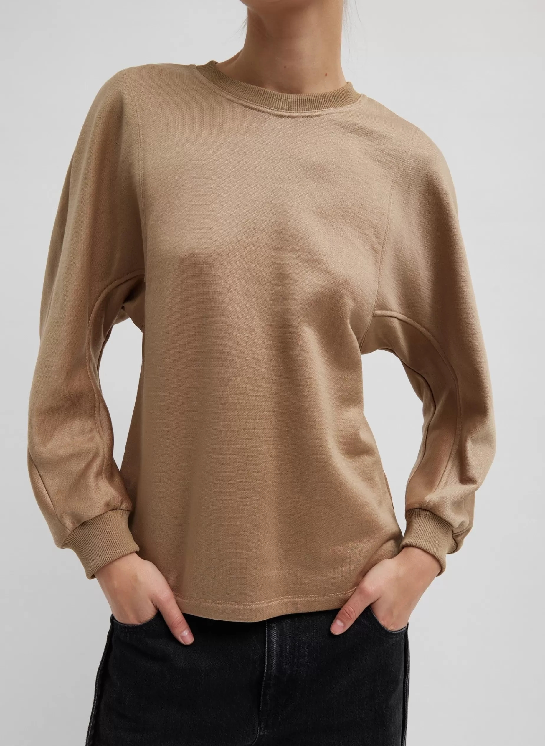 Tibi Leisure Sets | Knitwear & Sweatshirts-Silk Terry Sculpted Sleeve Slim Sweatshirt