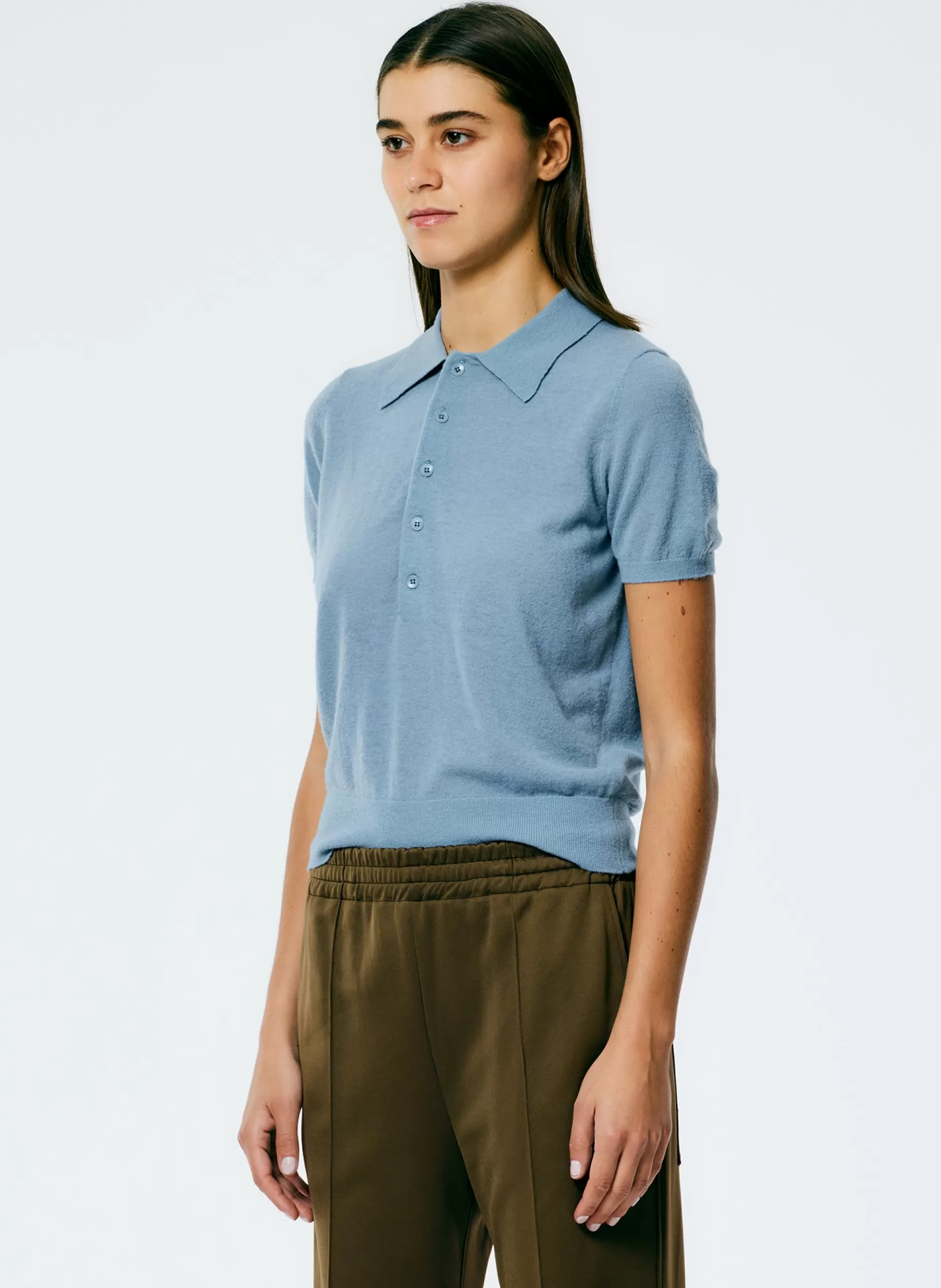 Tibi Knitwear & Sweatshirts-Skinlike Mercerized Wool Shrunken Polo