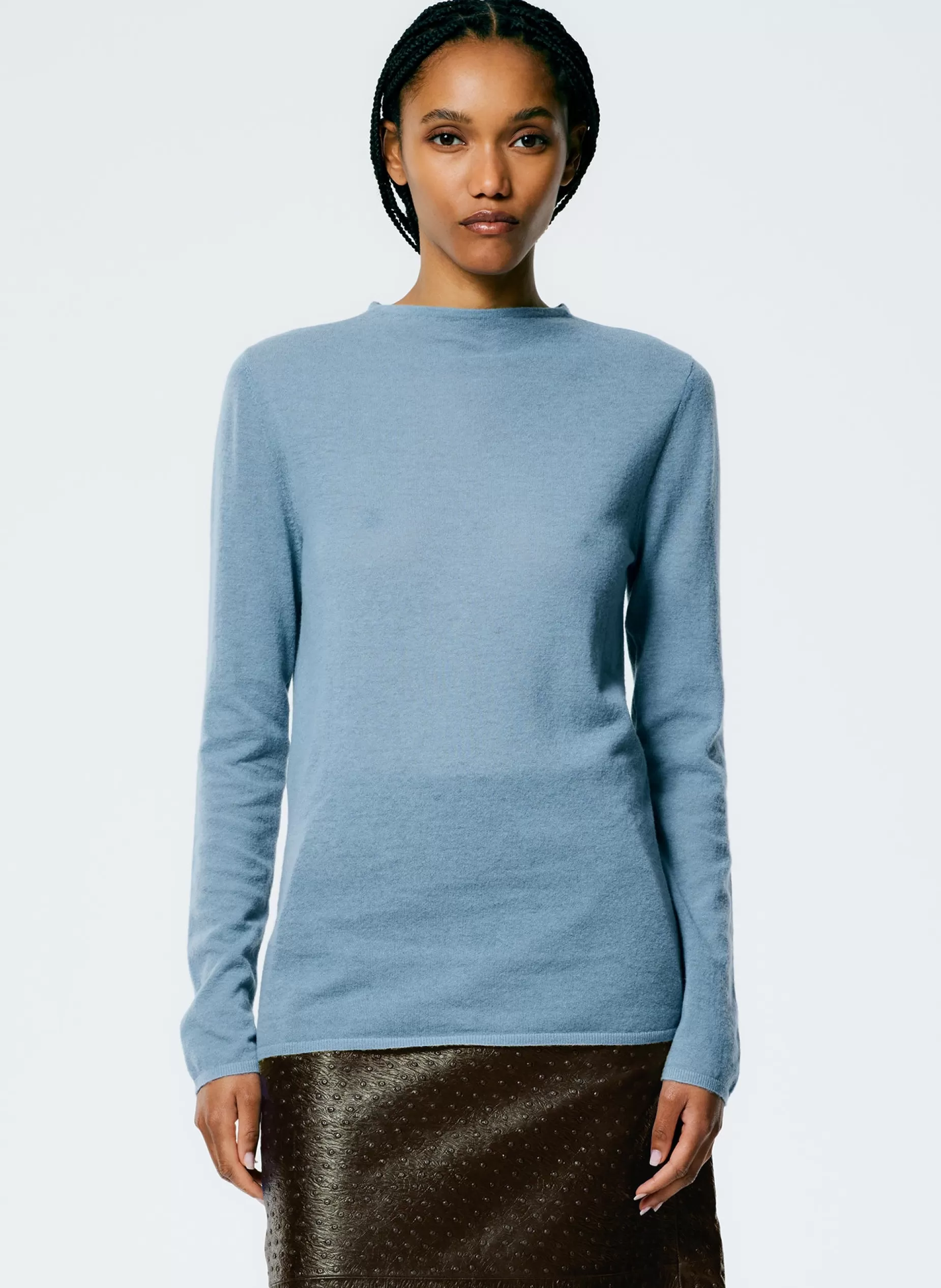 Tibi Knitwear & Sweatshirts-Skinlike Mercerized Wool Soft Sheer Pullover