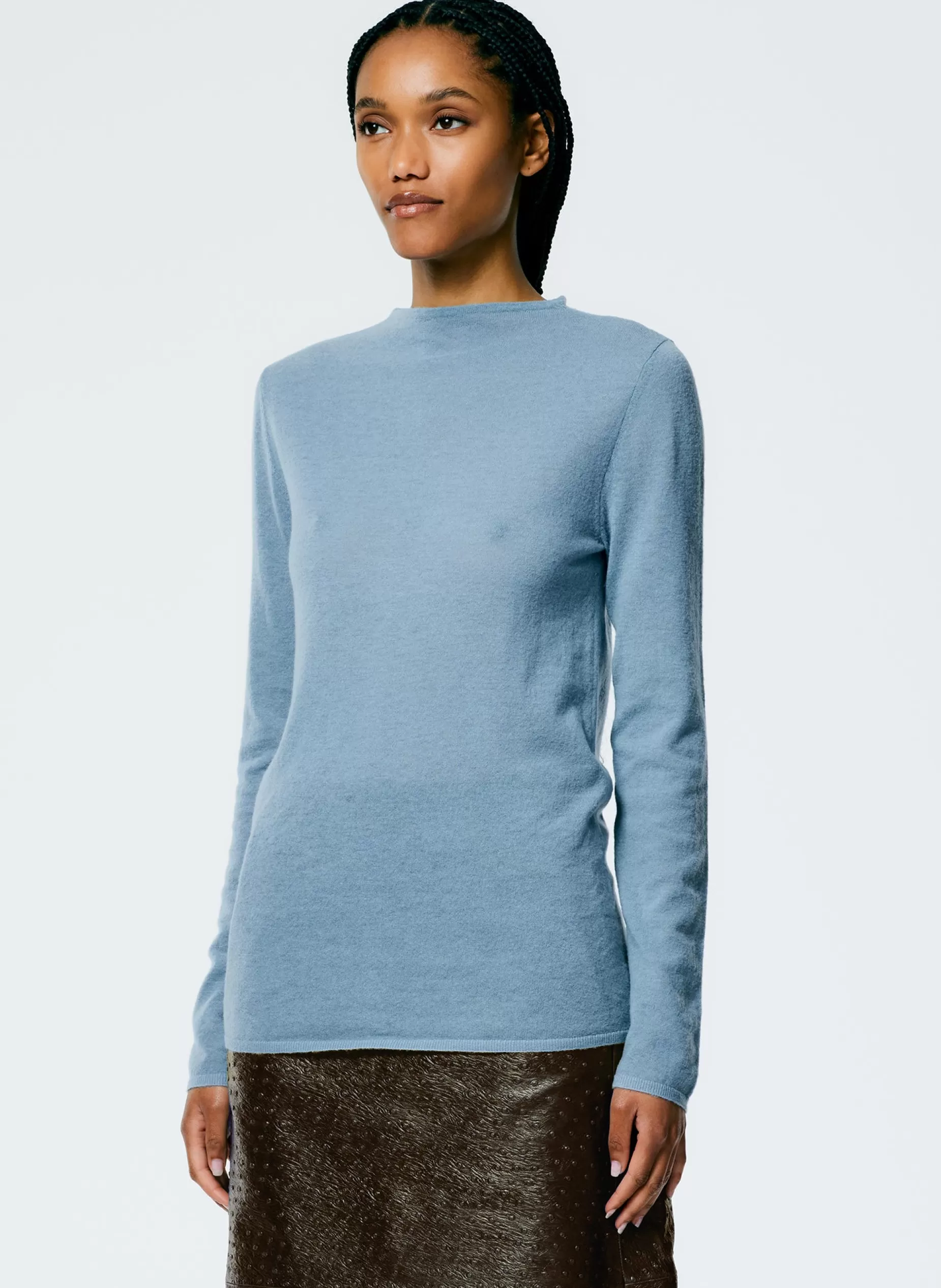 Tibi Knitwear & Sweatshirts-Skinlike Mercerized Wool Soft Sheer Pullover