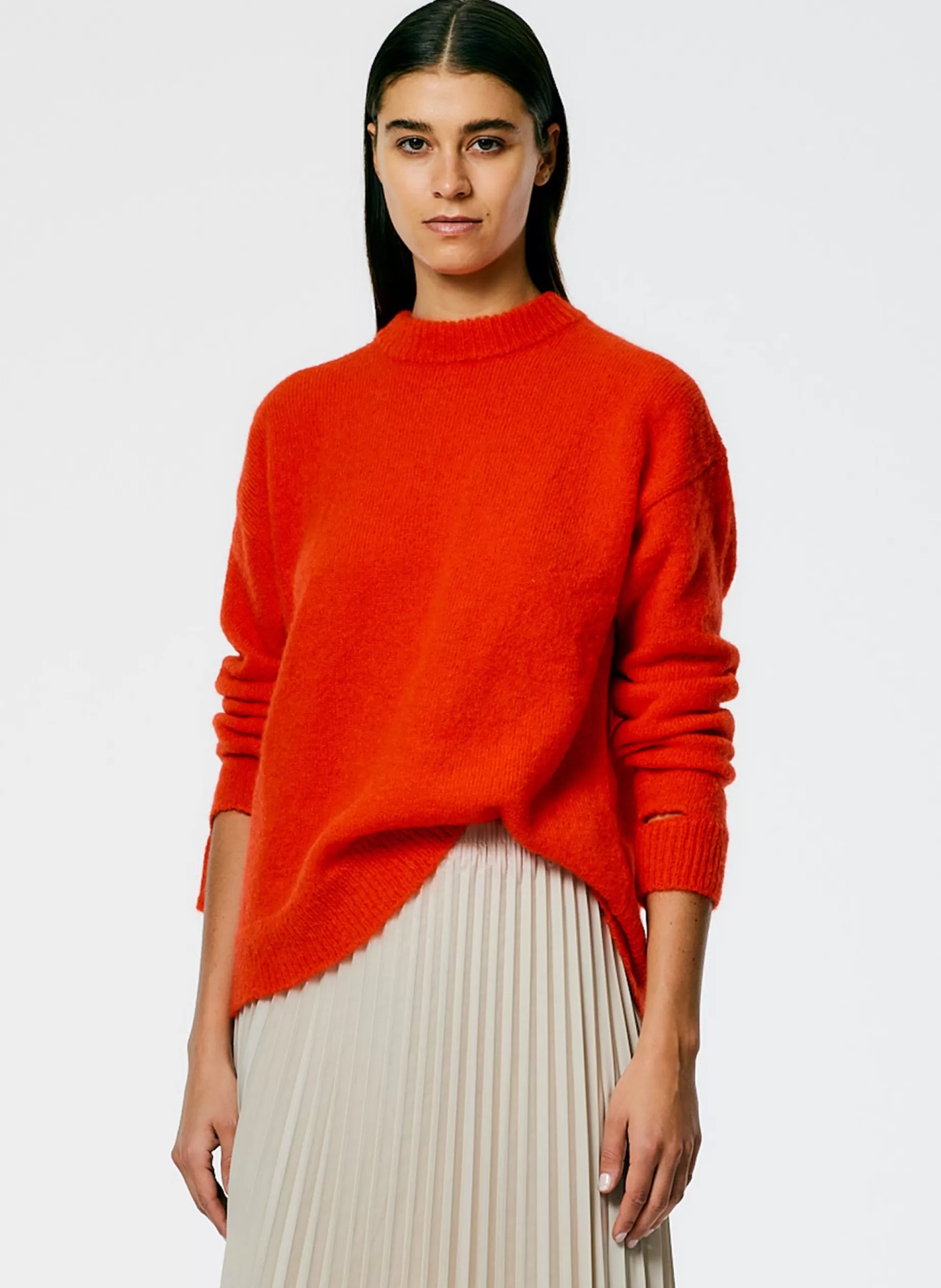 Tibi Knitwear & Sweatshirts-Soft Mohair Crewneck Easy Pullover