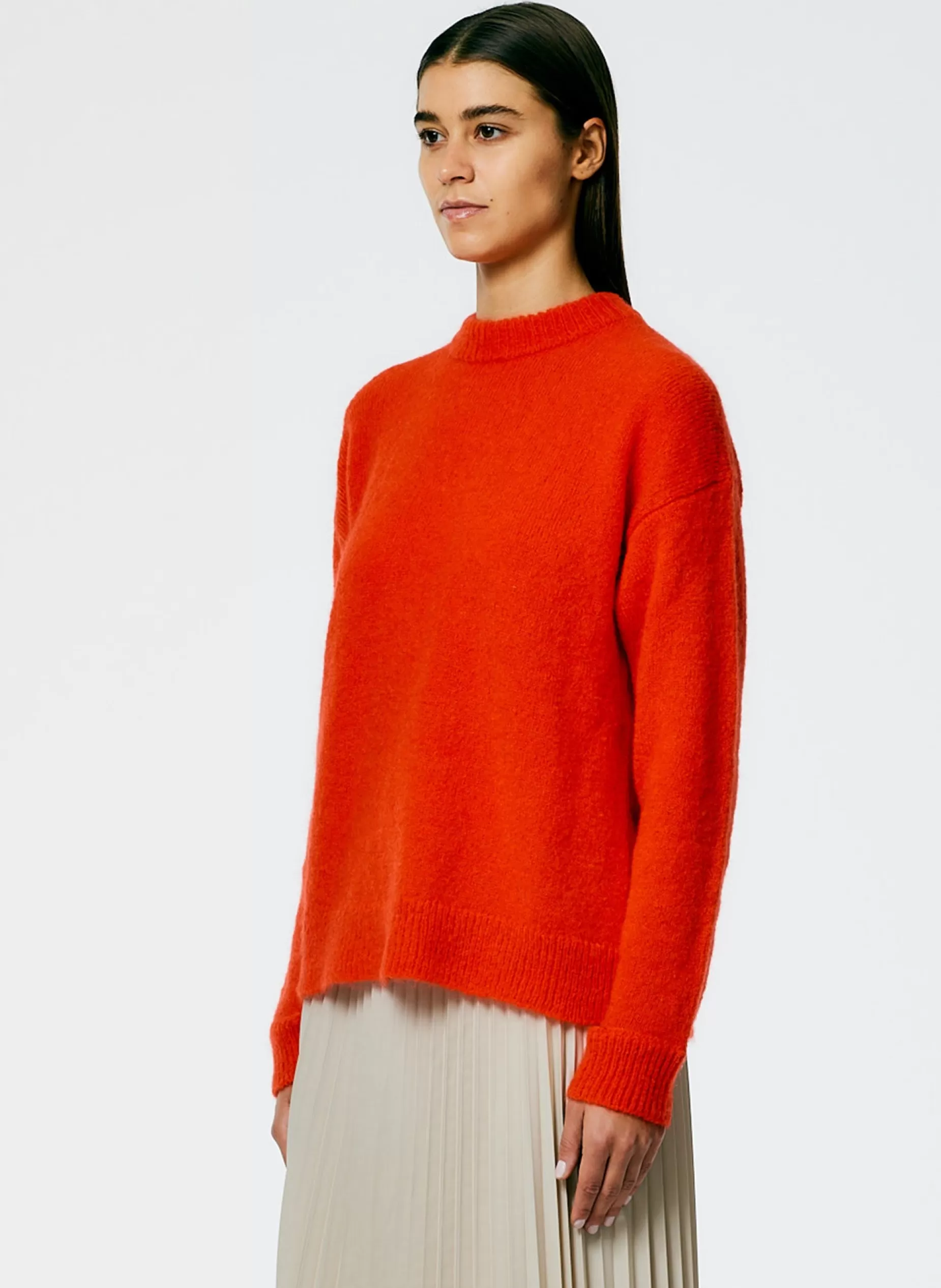 Tibi Knitwear & Sweatshirts-Soft Mohair Crewneck Easy Pullover