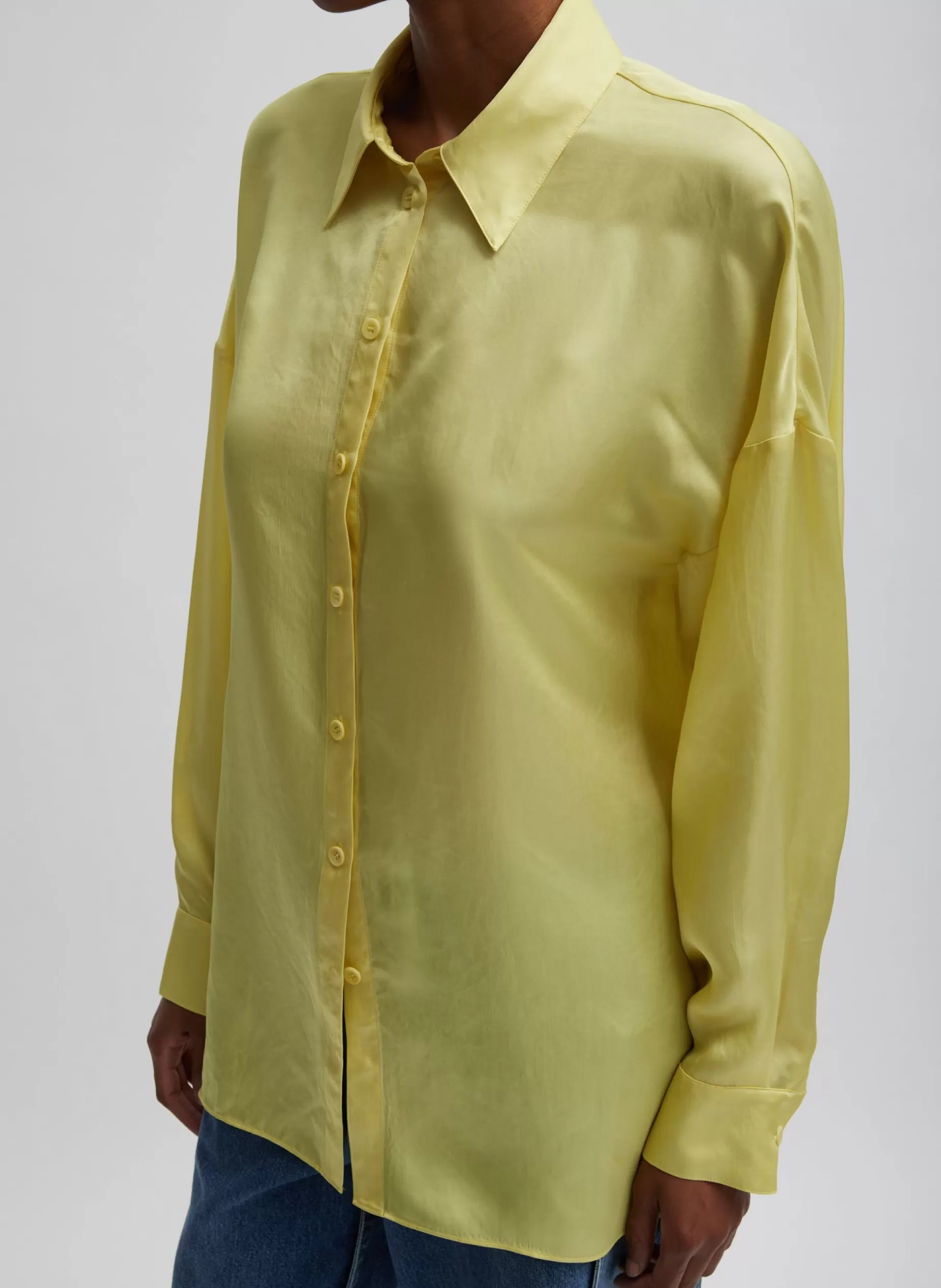 Tibi Tops-Spring Acetate Shirt With Cocoon Back