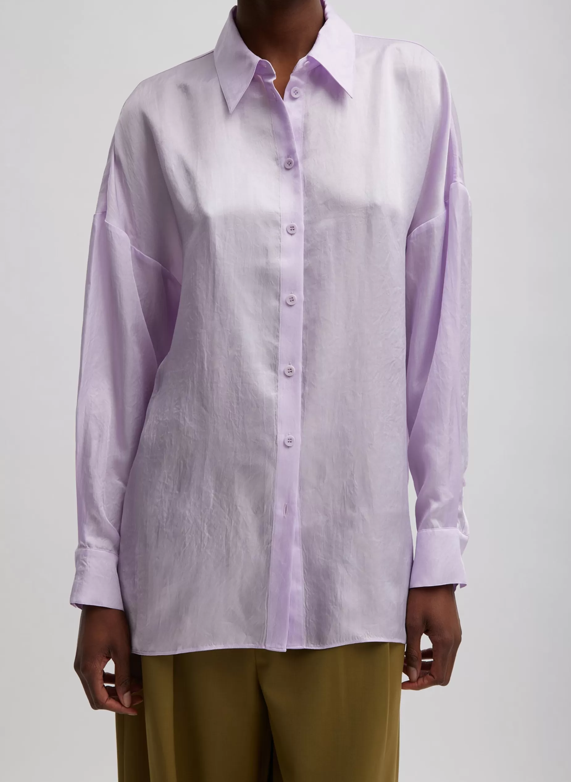 Tibi Tops-Spring Acetate Shirt With Cocoon Back