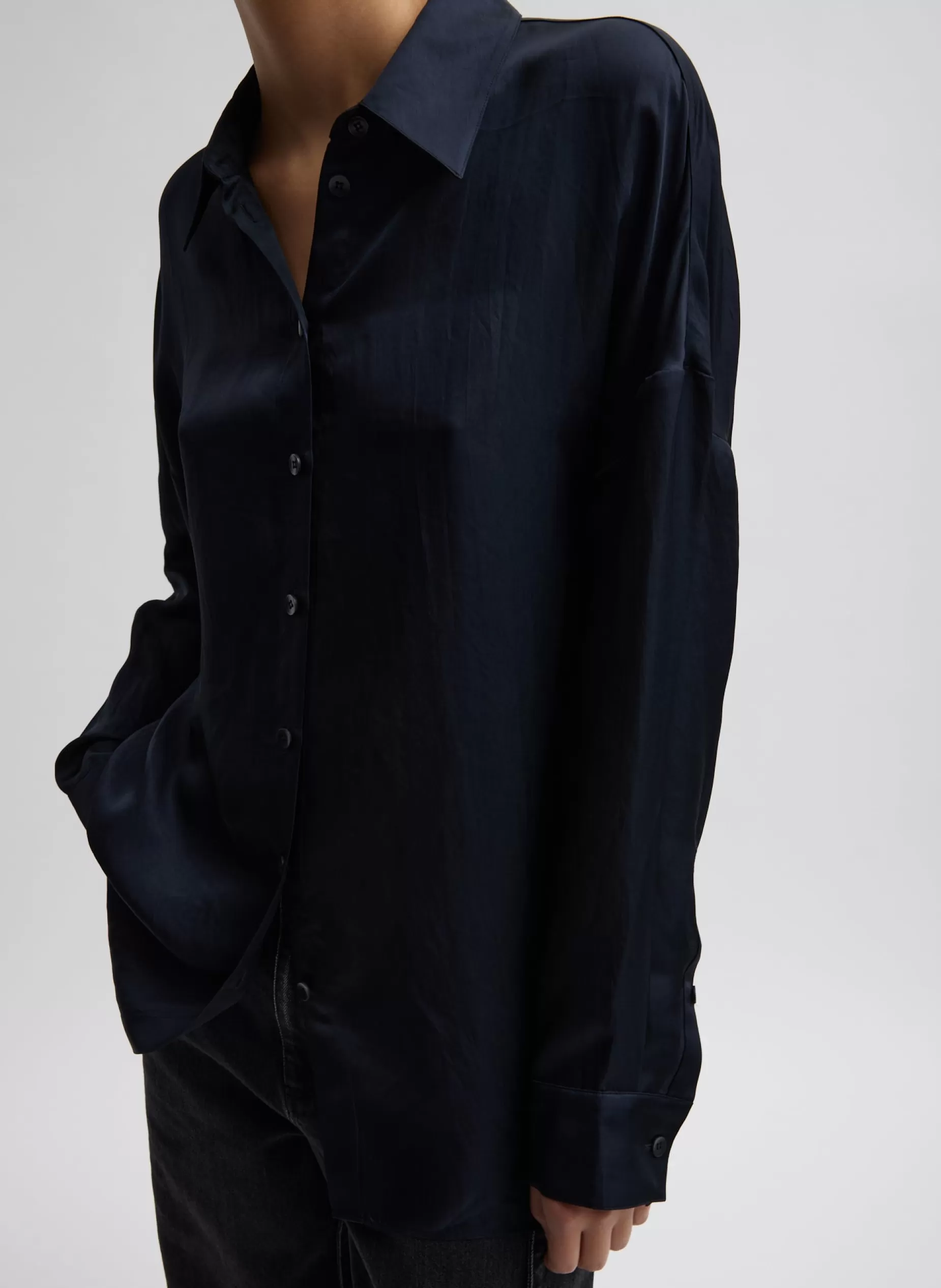 Tibi Tops-Spring Acetate Shirt With Cocoon Back