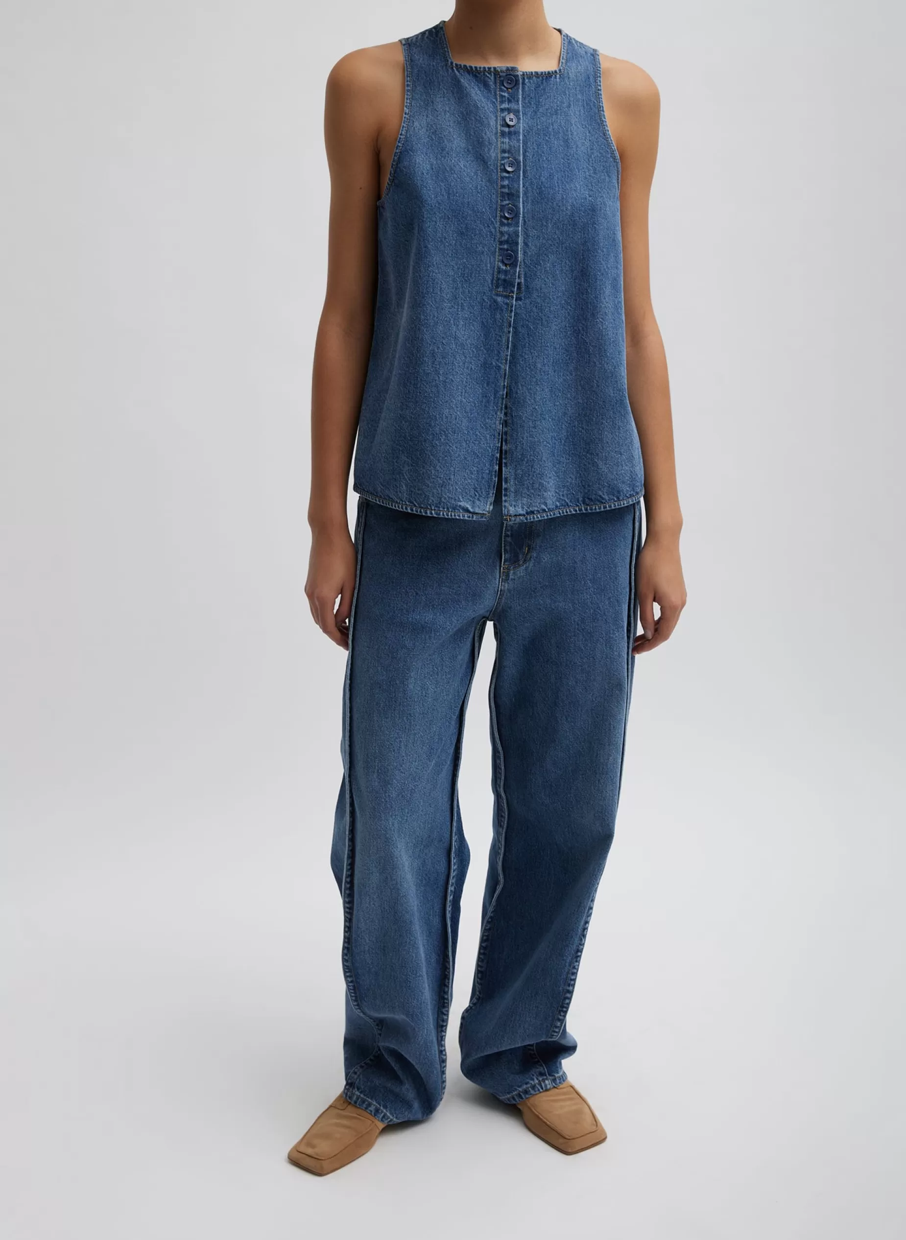 Tibi Denim | Pants & Shorts-Spring Denim Tuck Jean