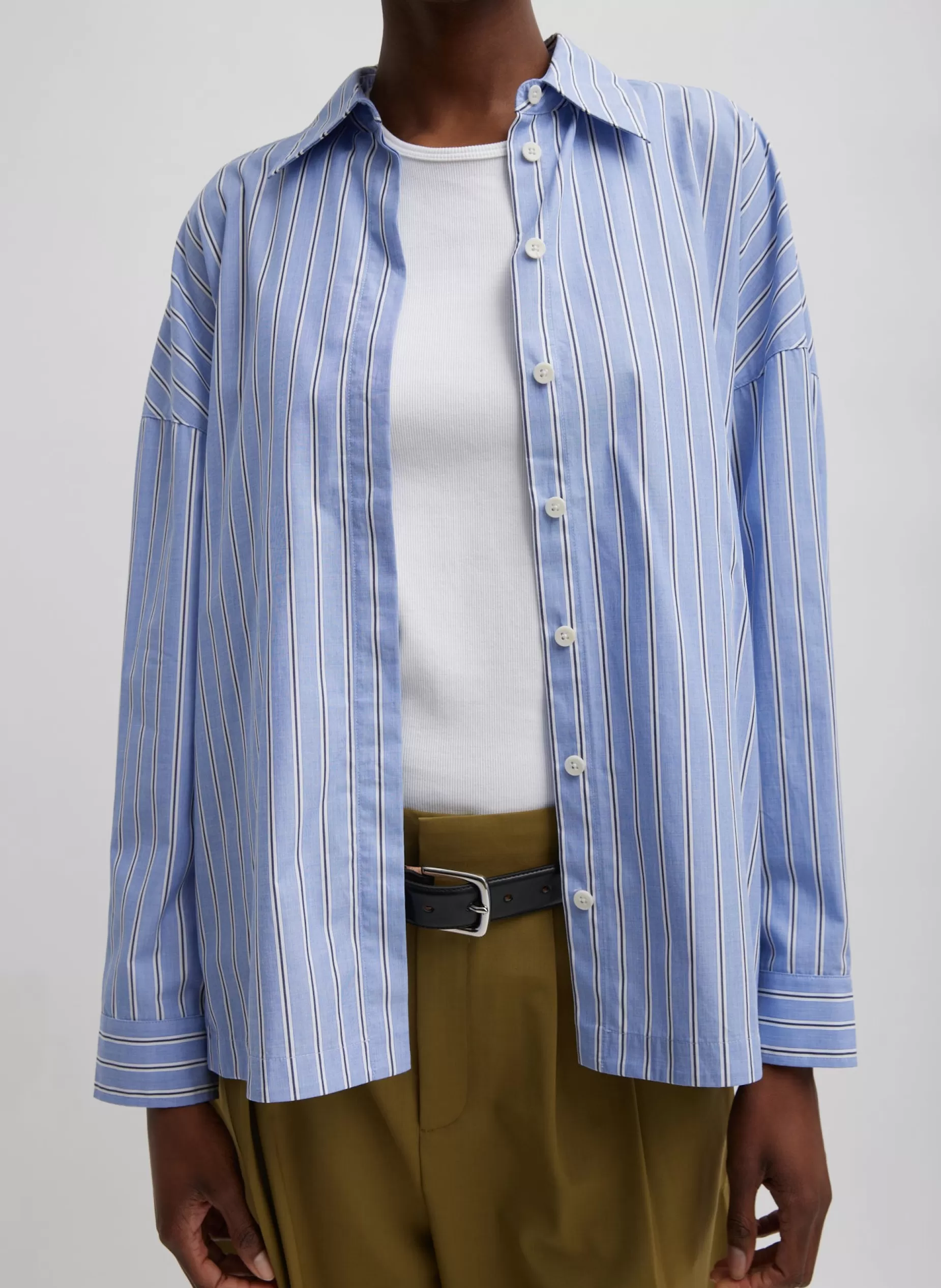 Tibi Tops | Fundamentals - WOFs-Striped Shirting Gabe Oversized Shirt