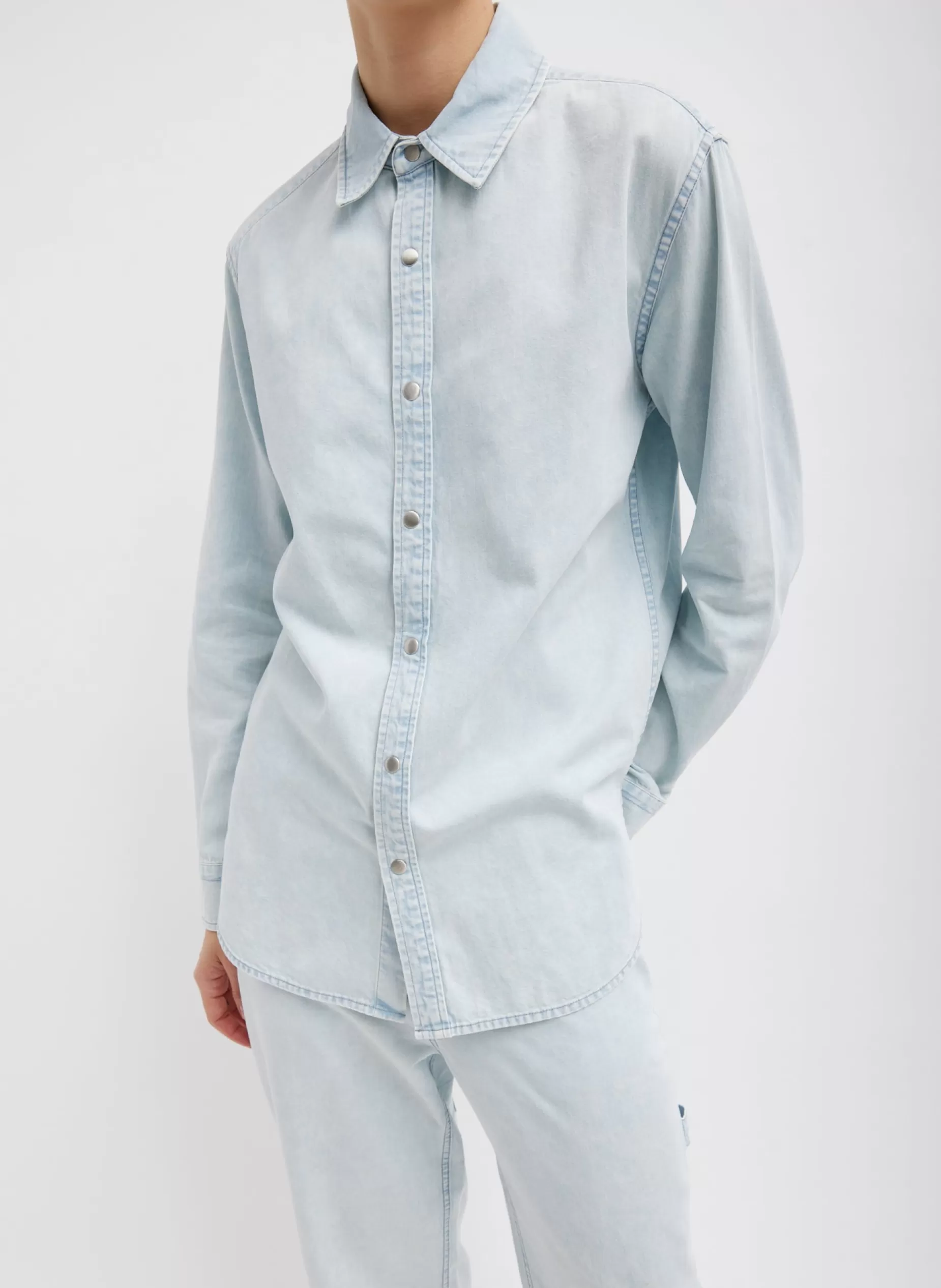 Tibi Denim | Tops-Summer Denim Charlie Slim Men's Shirt