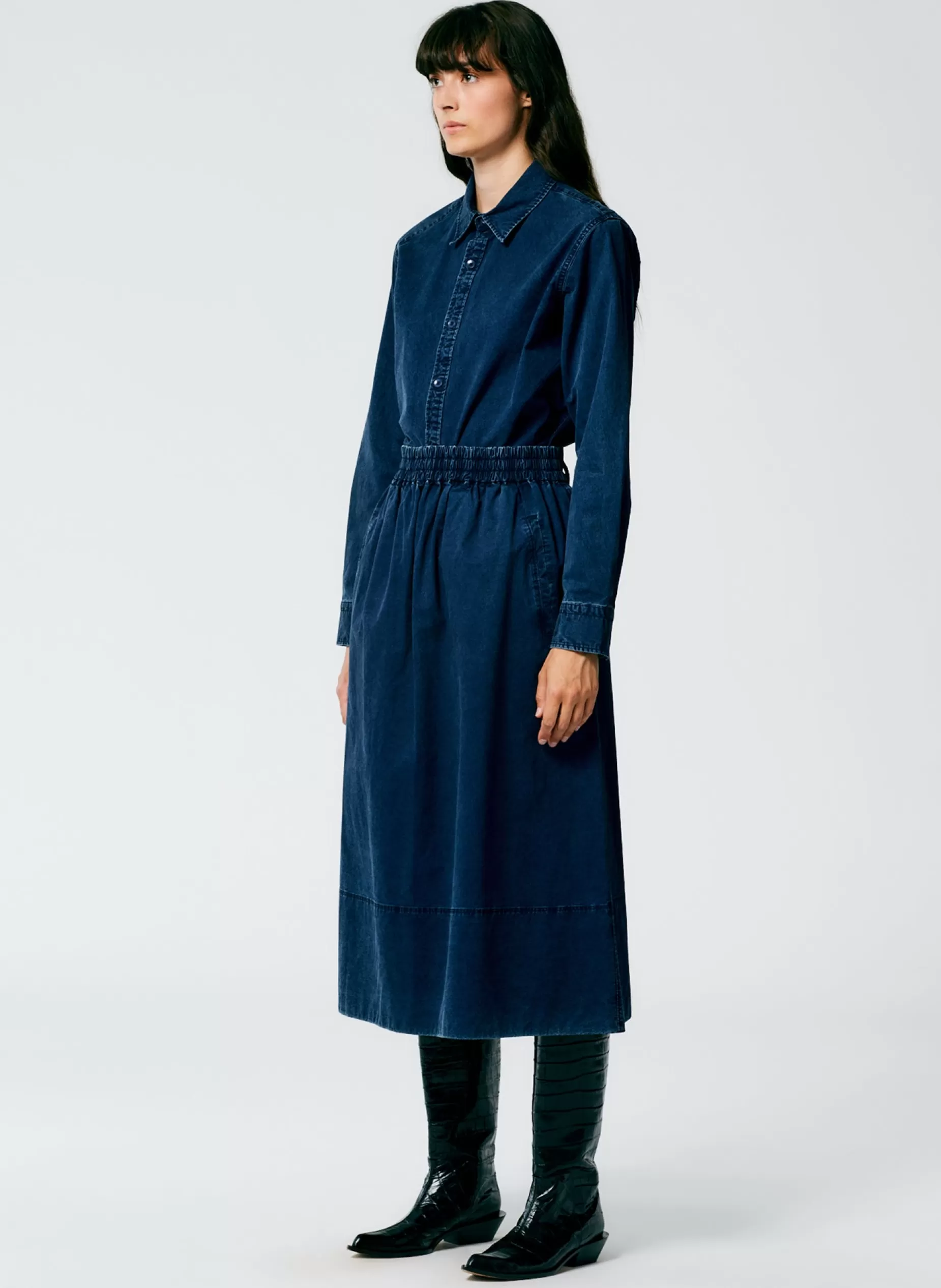 Tibi Denim | Skirts-Tencel Cotton Pull On Full Skirt