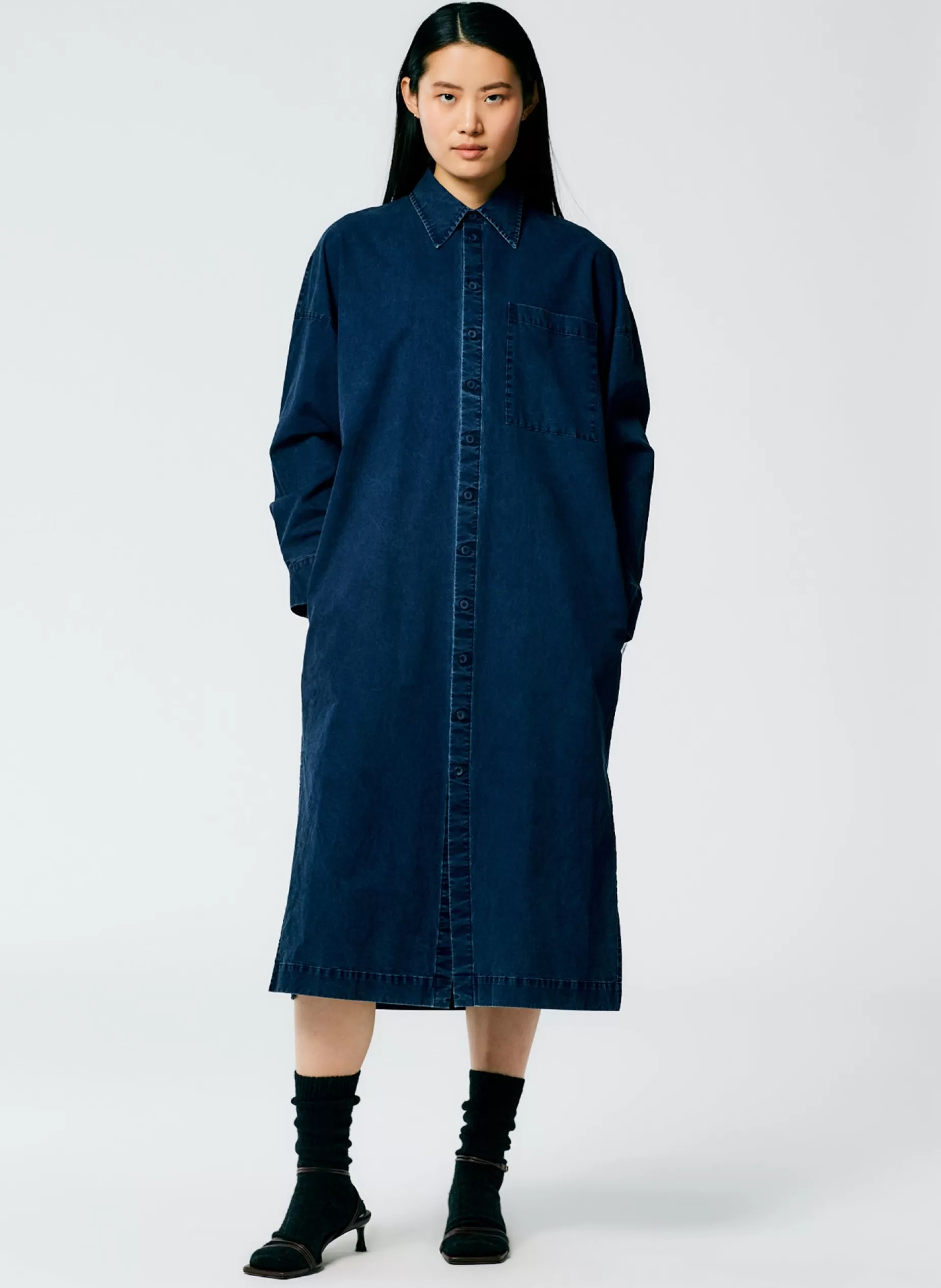 Tibi Denim | Dresses-Tencel Cotton Shirtdress