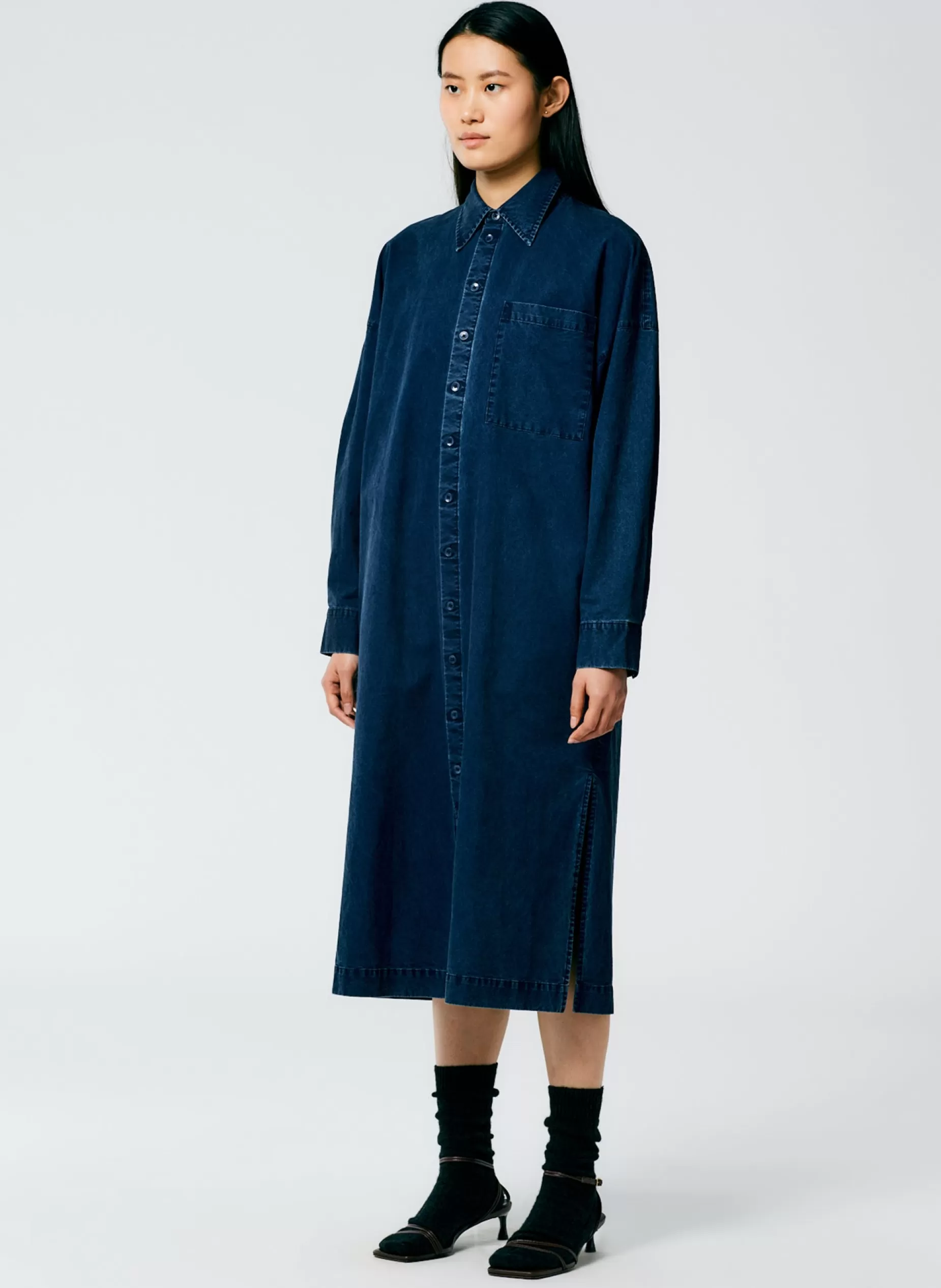 Tibi Denim | Dresses-Tencel Cotton Shirtdress