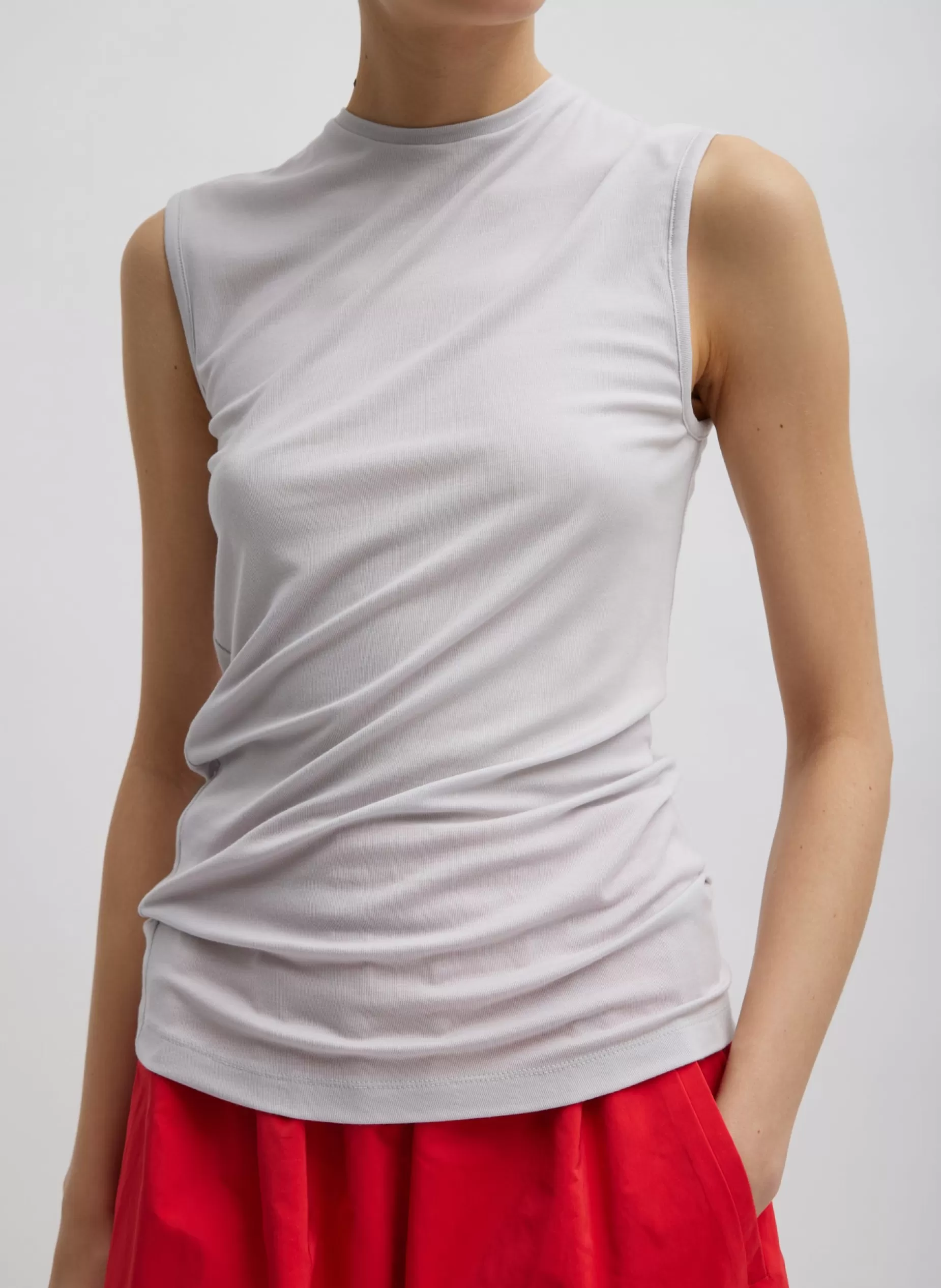 Tibi Tops-Tencel Knit Twisted Seam Tank