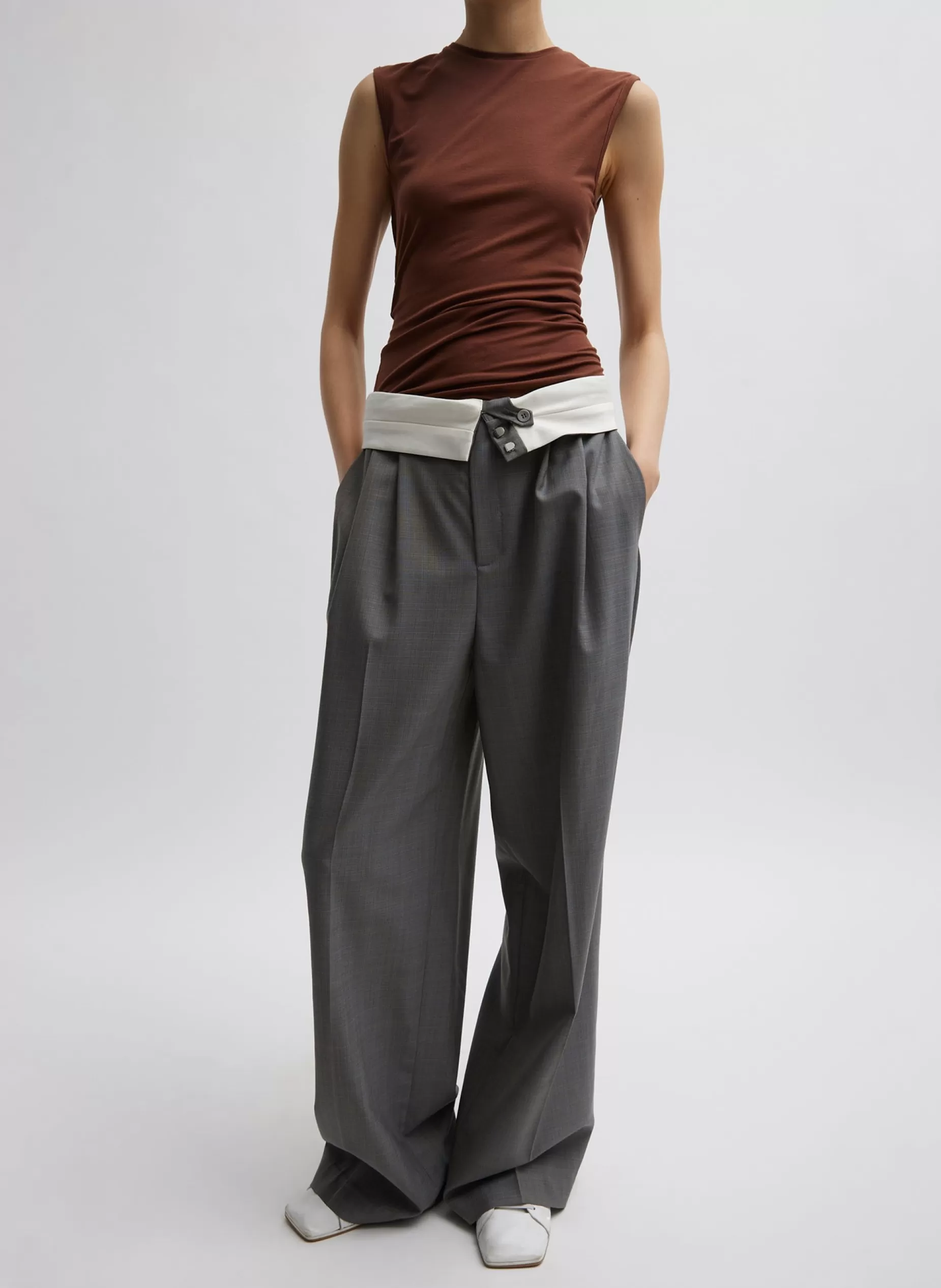 Tibi Tops-Tencel Knit Twisted Seam Tank