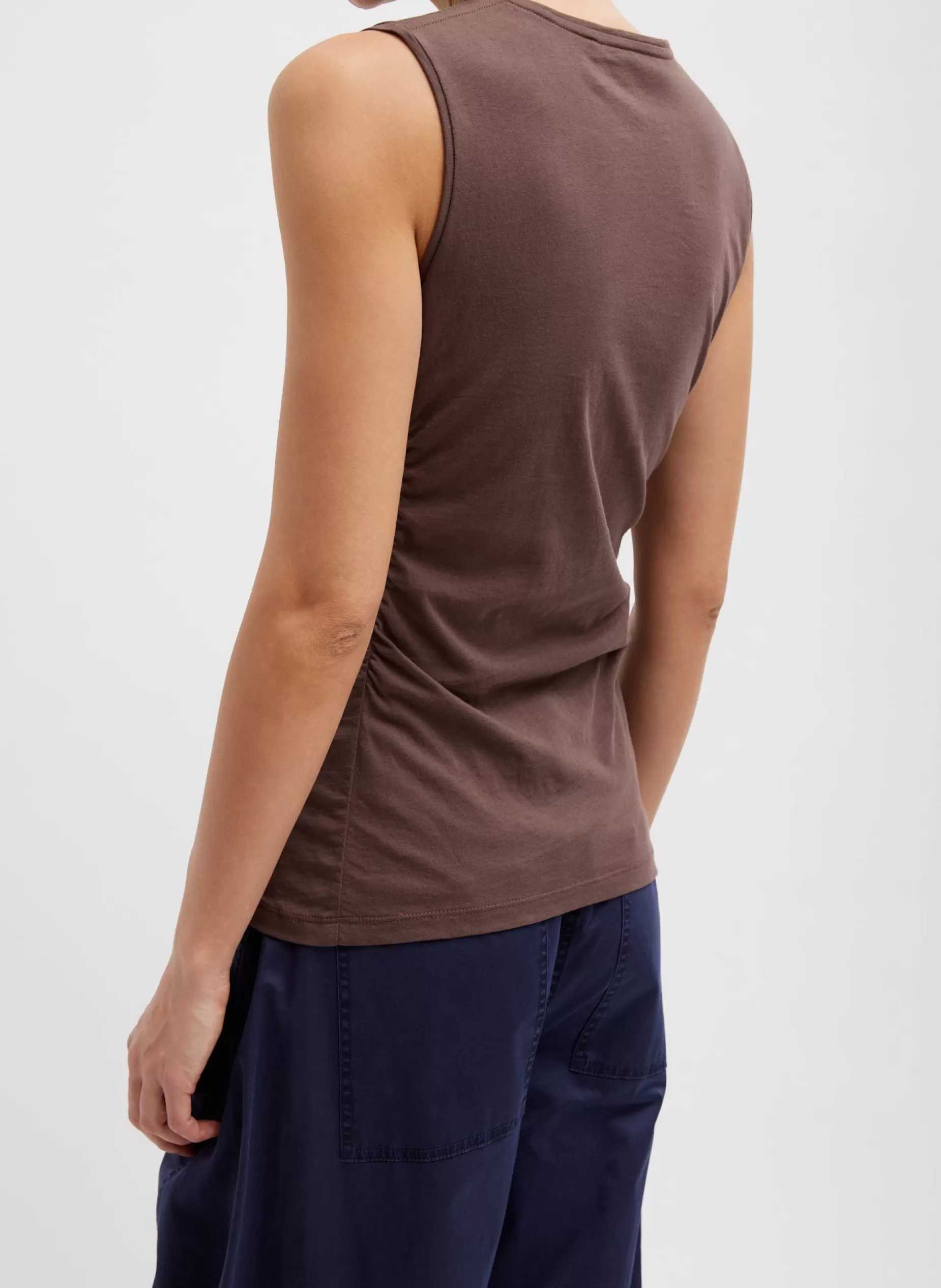 Tibi Tops-T-Shirting Shirred Crewneck Top